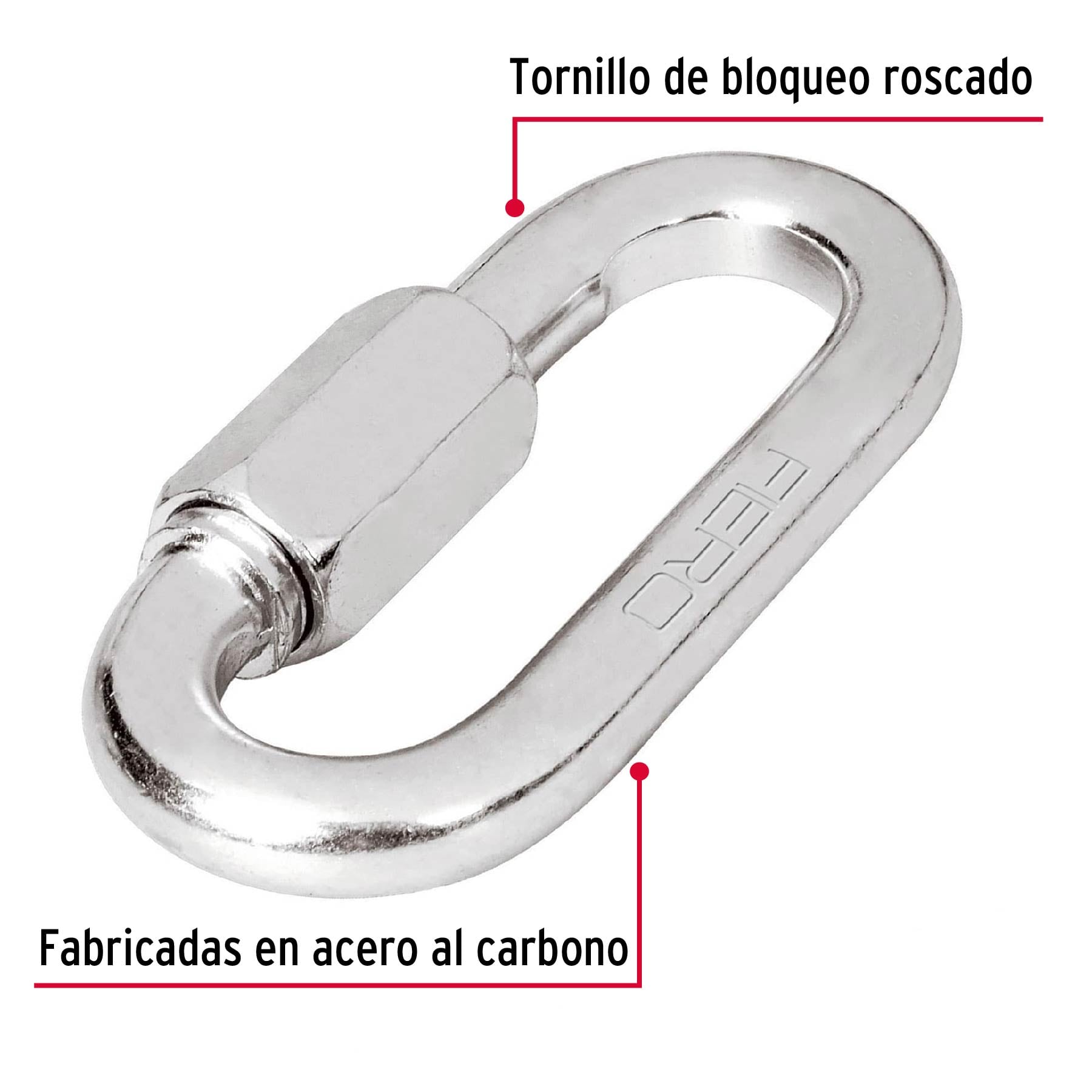 Bandola de acero de 1/2" con seguro, Fiero