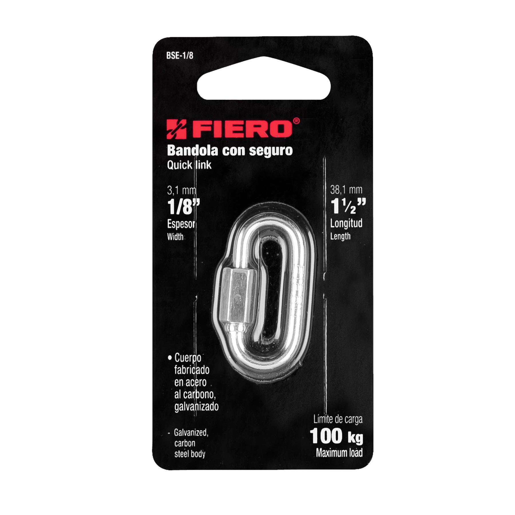 Bandola de acero de 1/8" con seguro, Fiero
