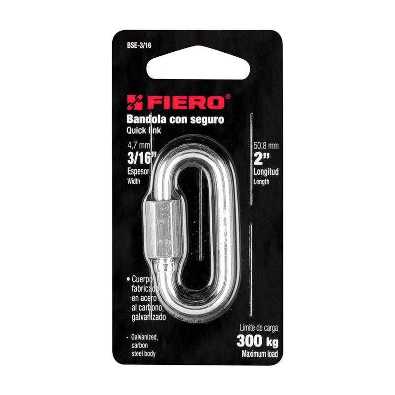 Bandola de acero de 3/16" con seguro,  Fiero