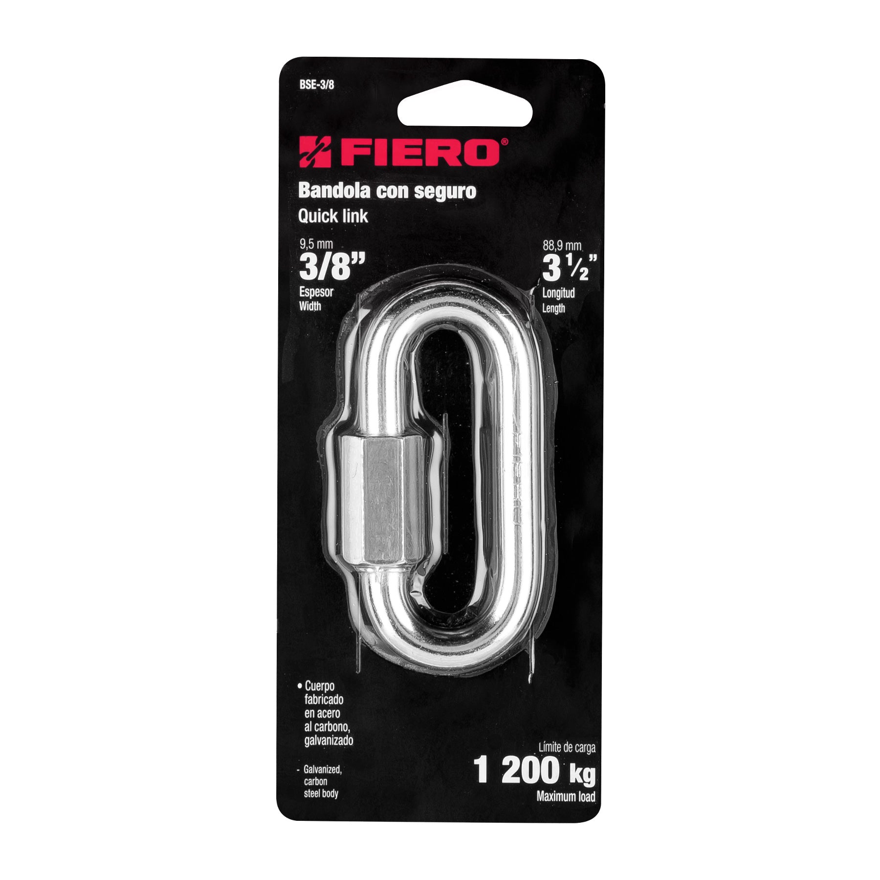 Bandola de acero de 3/8" con seguro, Fiero