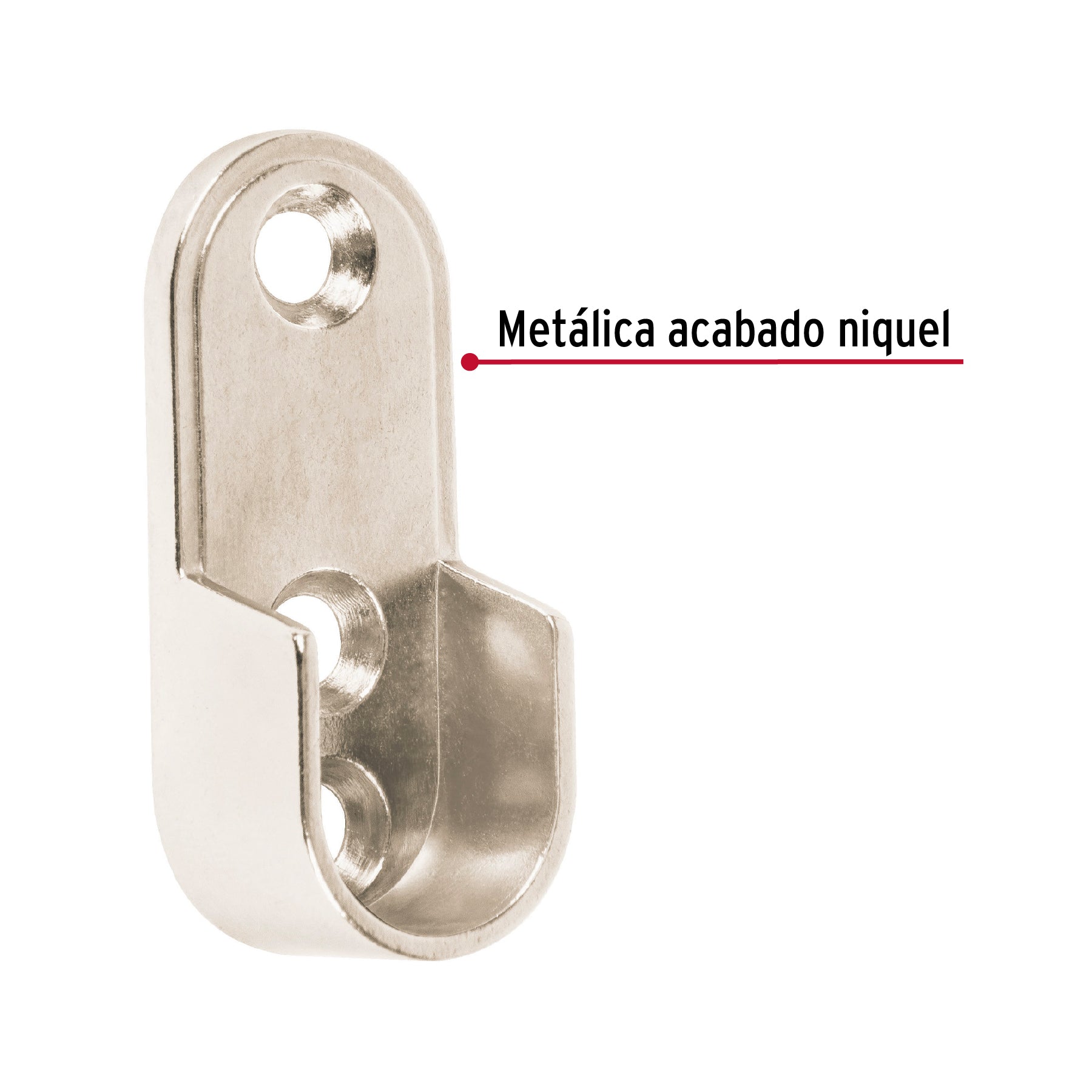 Brida niquelada para tubo ovalado de clóset, Hermex