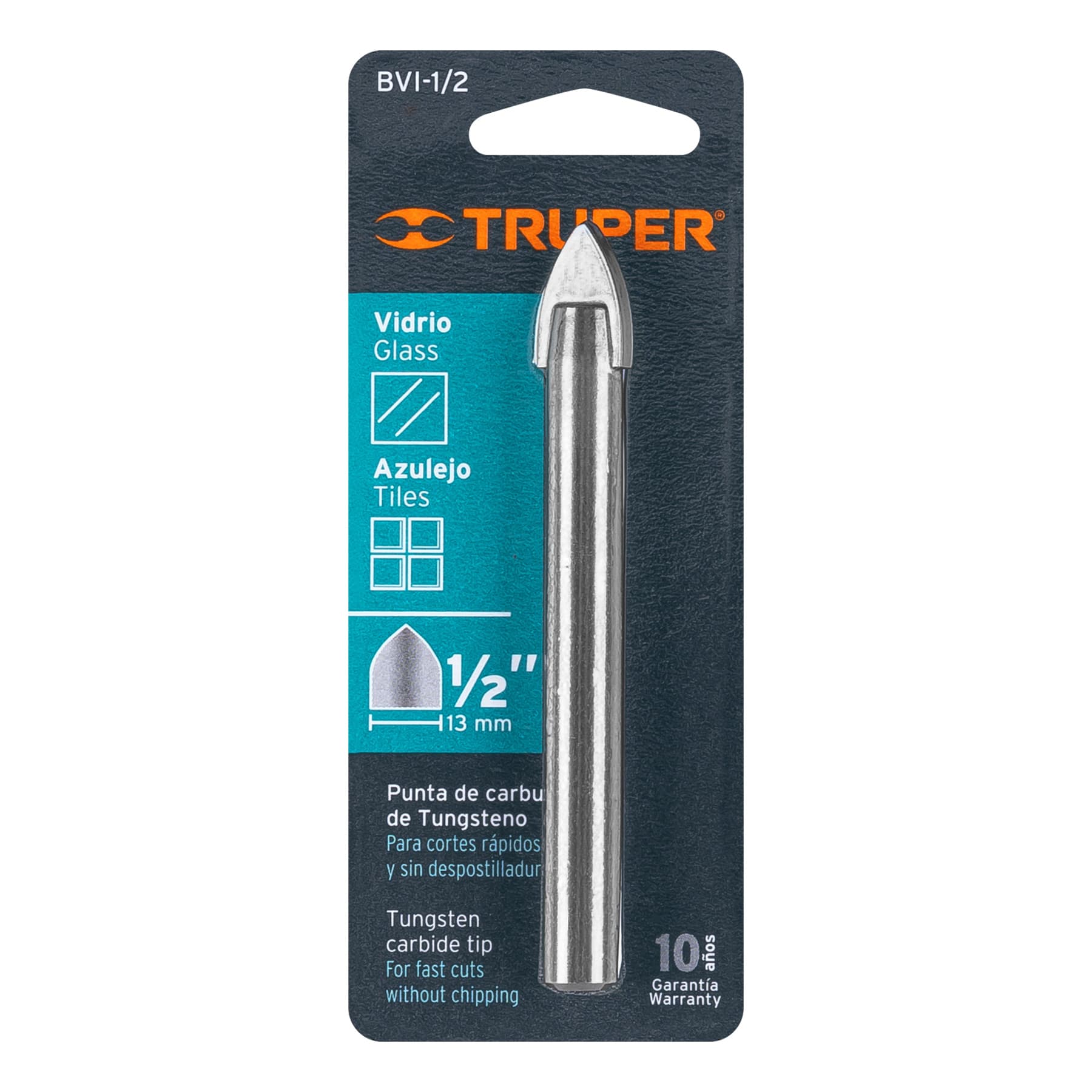 Broca para vidrio y azulejo de 1/2", Truper