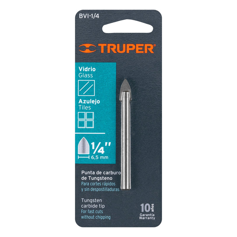 Broca para vidrio y azulejo de 1/4",  Truper