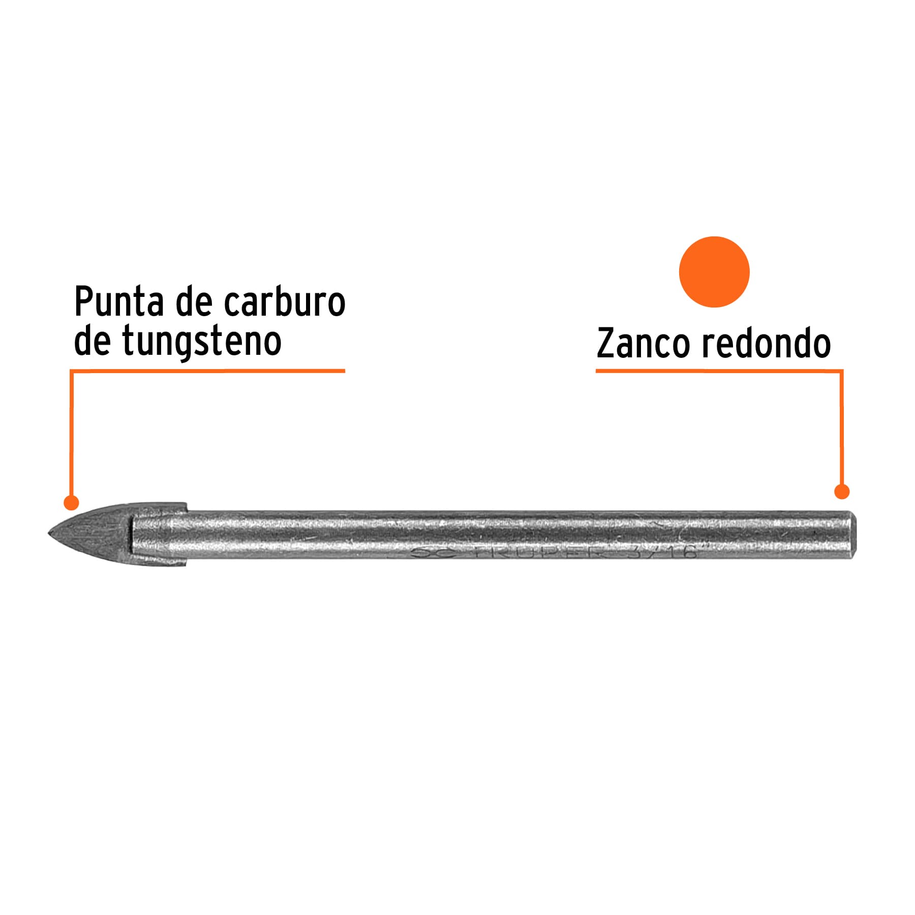 Broca para vidrio y azulejo de 3/16", Truper