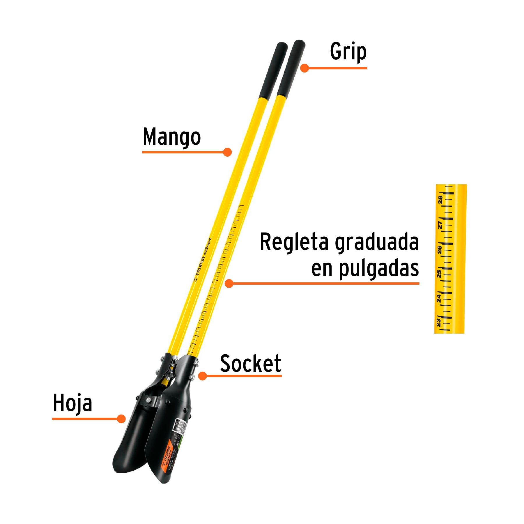 Cavador mangos de fibra de vidrio 48", Truper Expert
