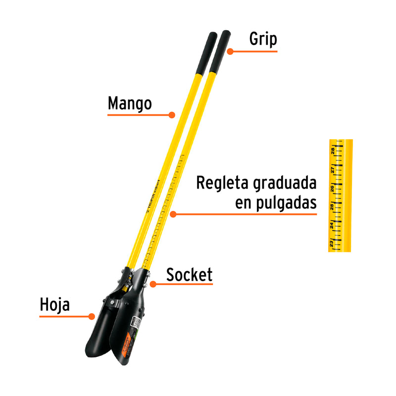 Cavador mangos de fibra de vidrio 48",  Truper Expert