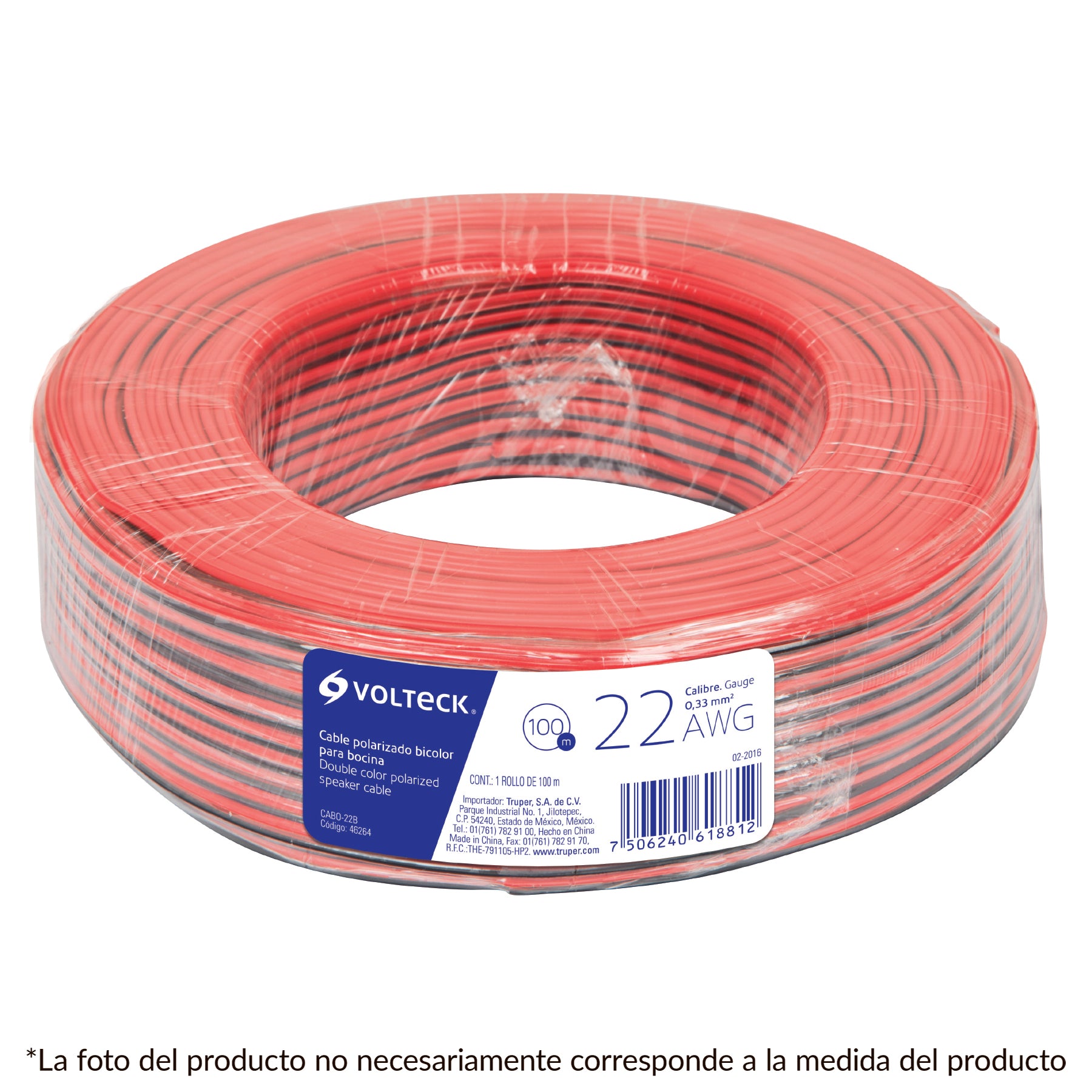 Rollo de 100 m de cable polarizado bicolor para bocina 18 AWG