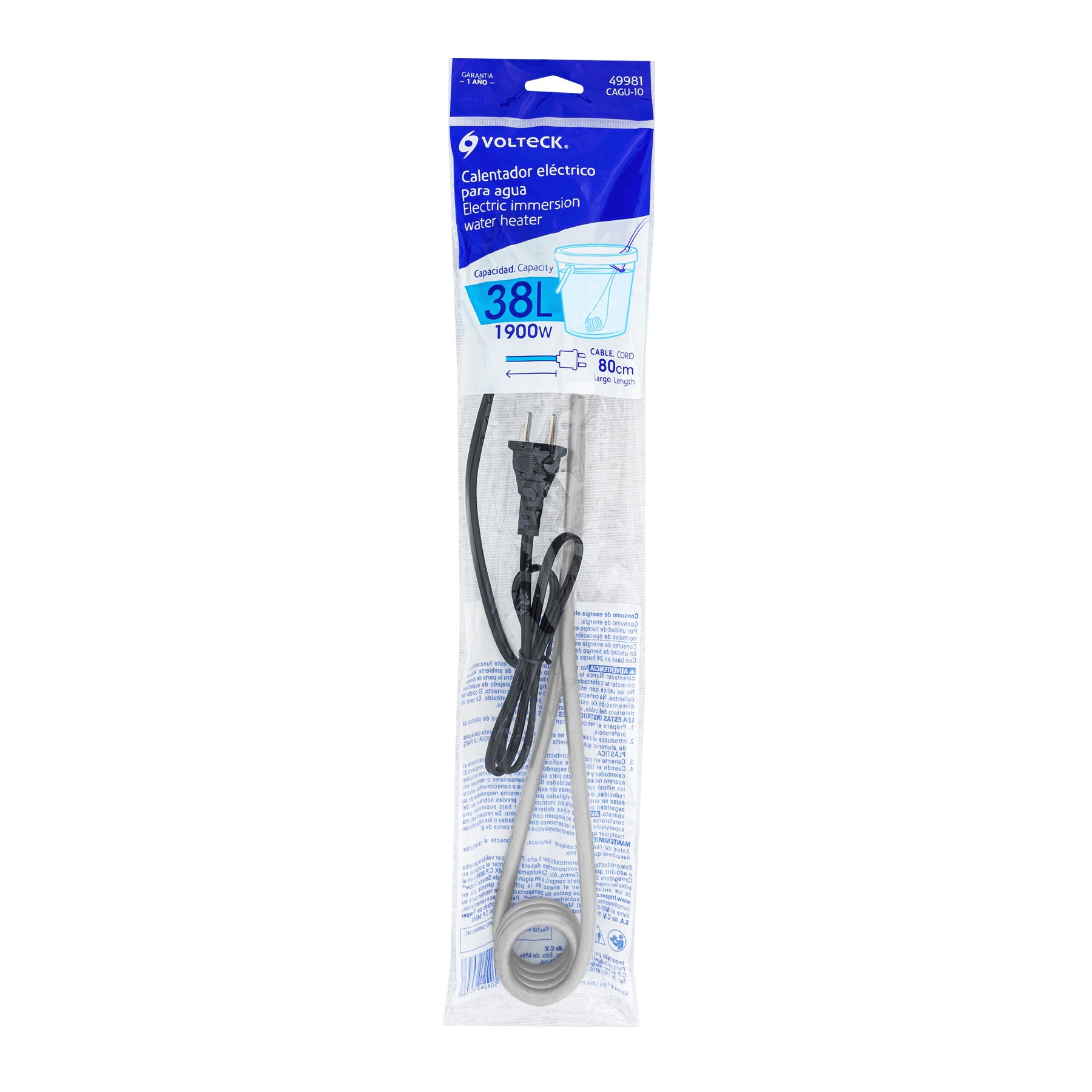 Calentador de inmersión para agua #10 de 38 L, 1900 W, Volteck