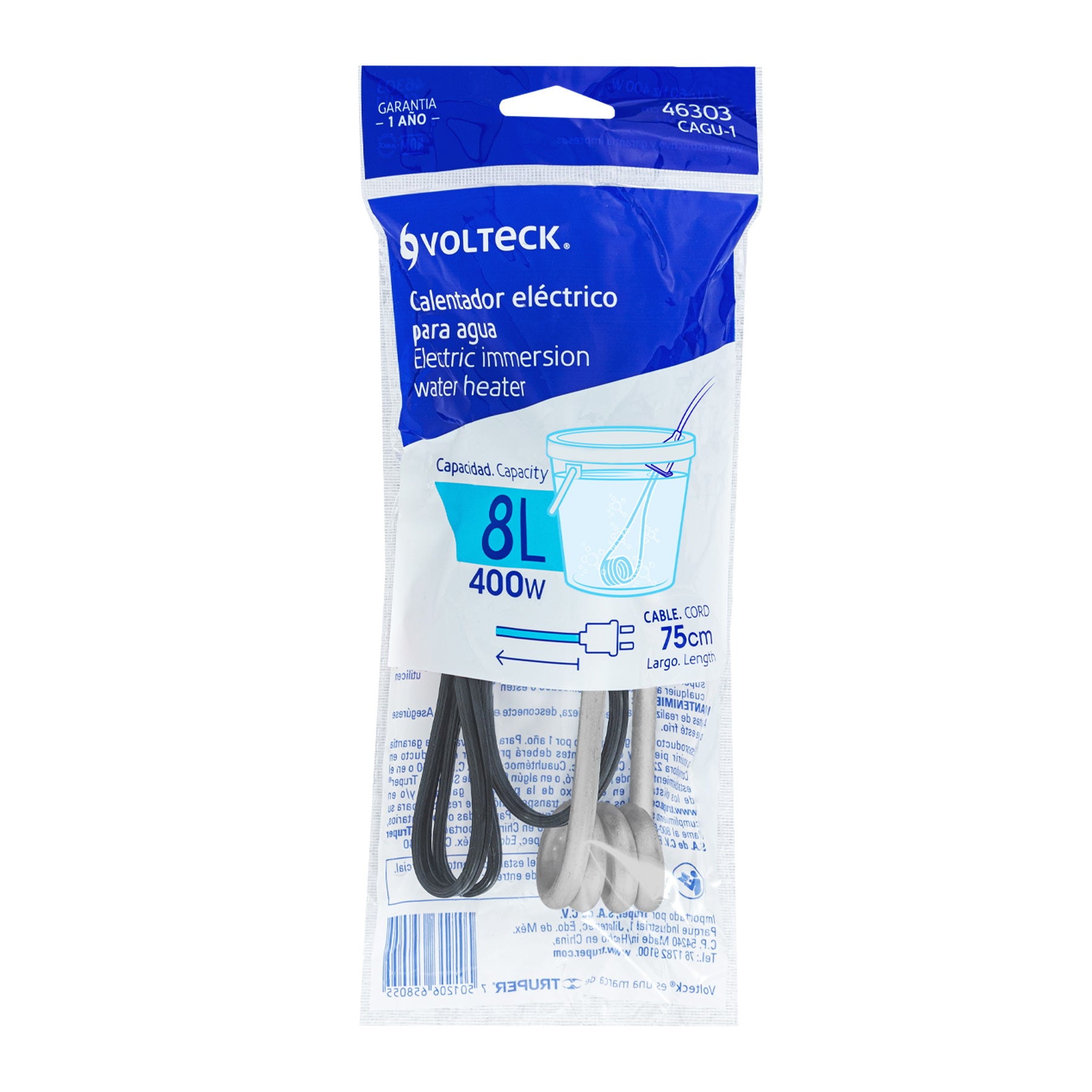 Calentador de inmersión para agua #1 de 8 L, 400 W, Volteck