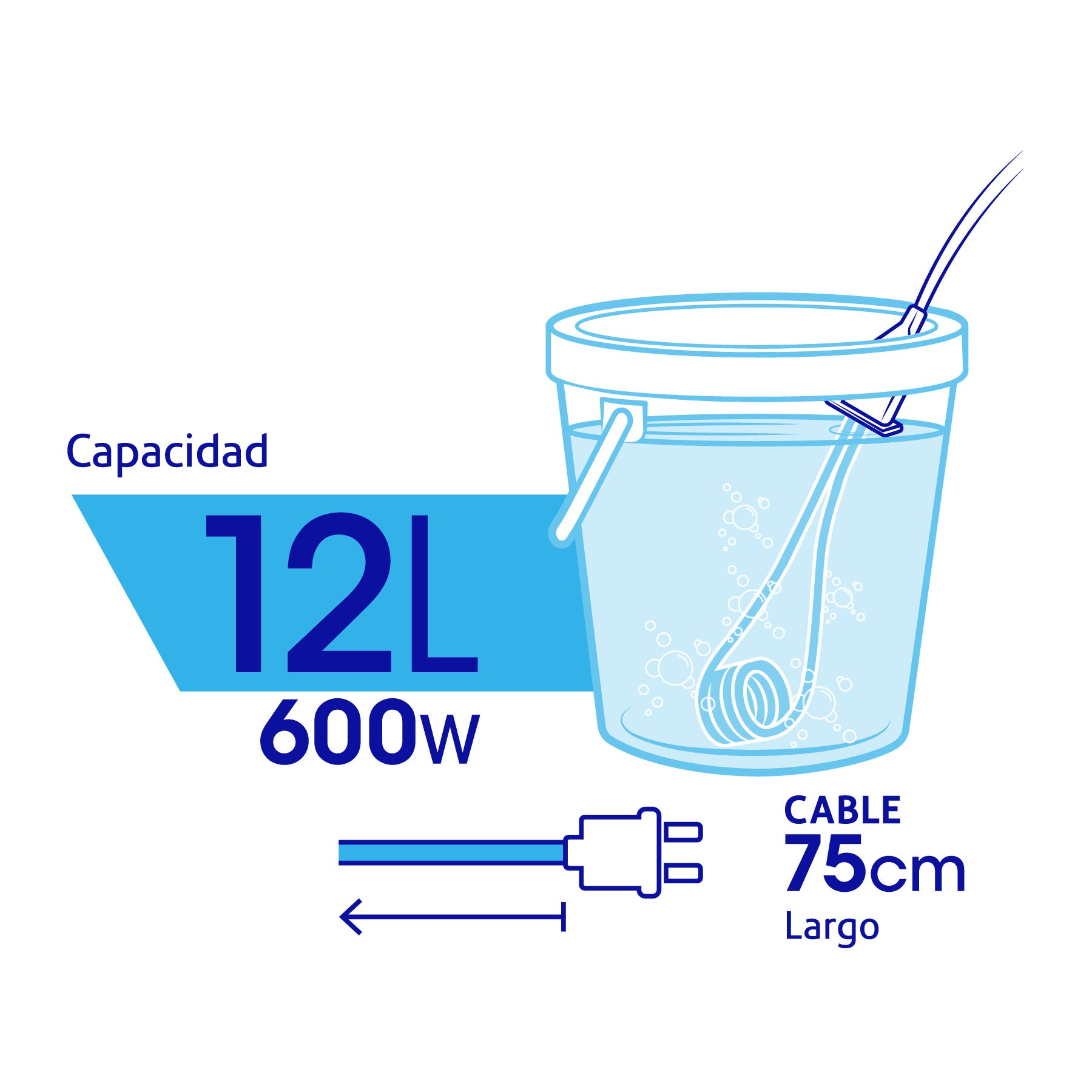 Calentador de inmersión para agua #3 de 12 L, 600 W, Volteck