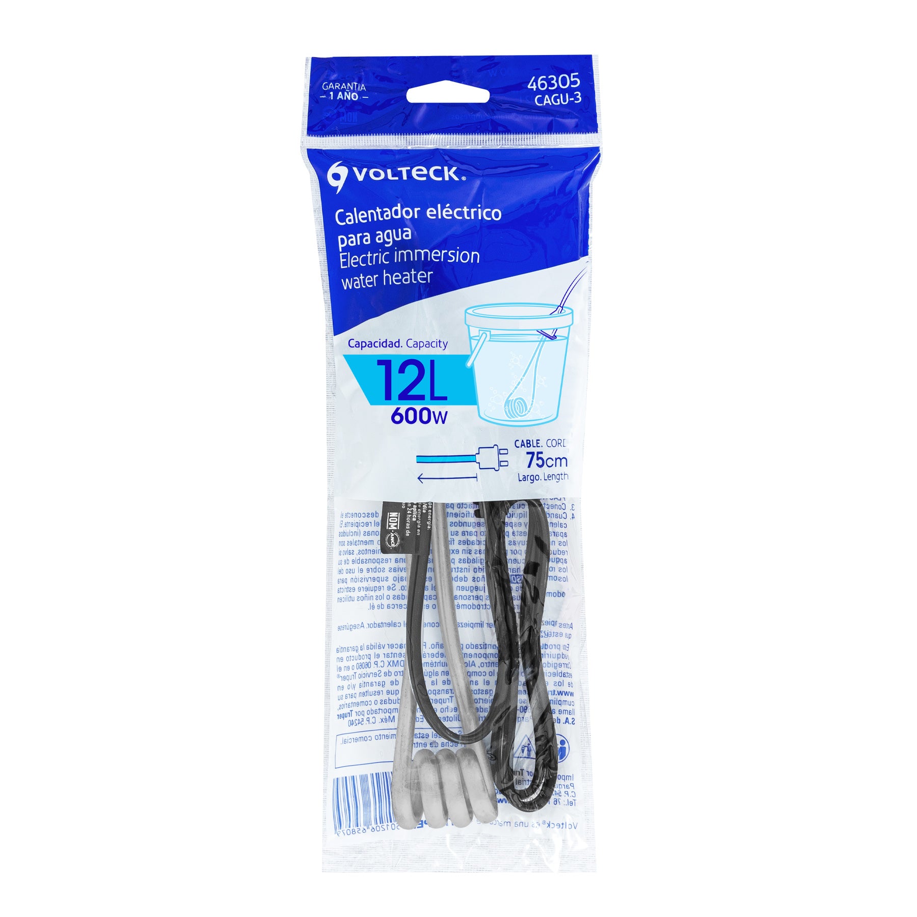 Calentador de inmersión para agua #3 de 12 L, 600 W, Volteck