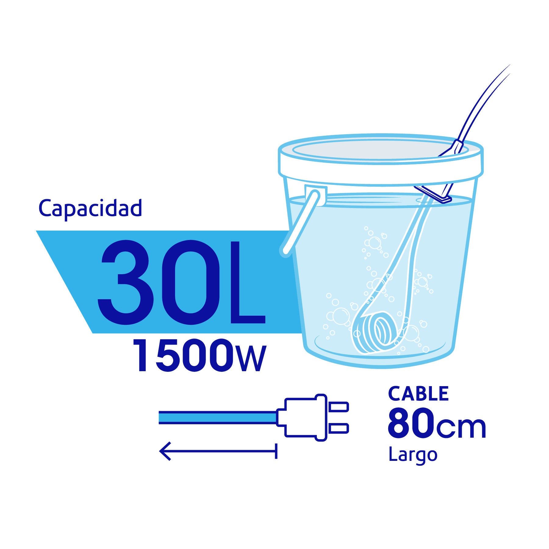 Calentador de inmersión para agua #8 de 30 L, 1500 W, Volteck