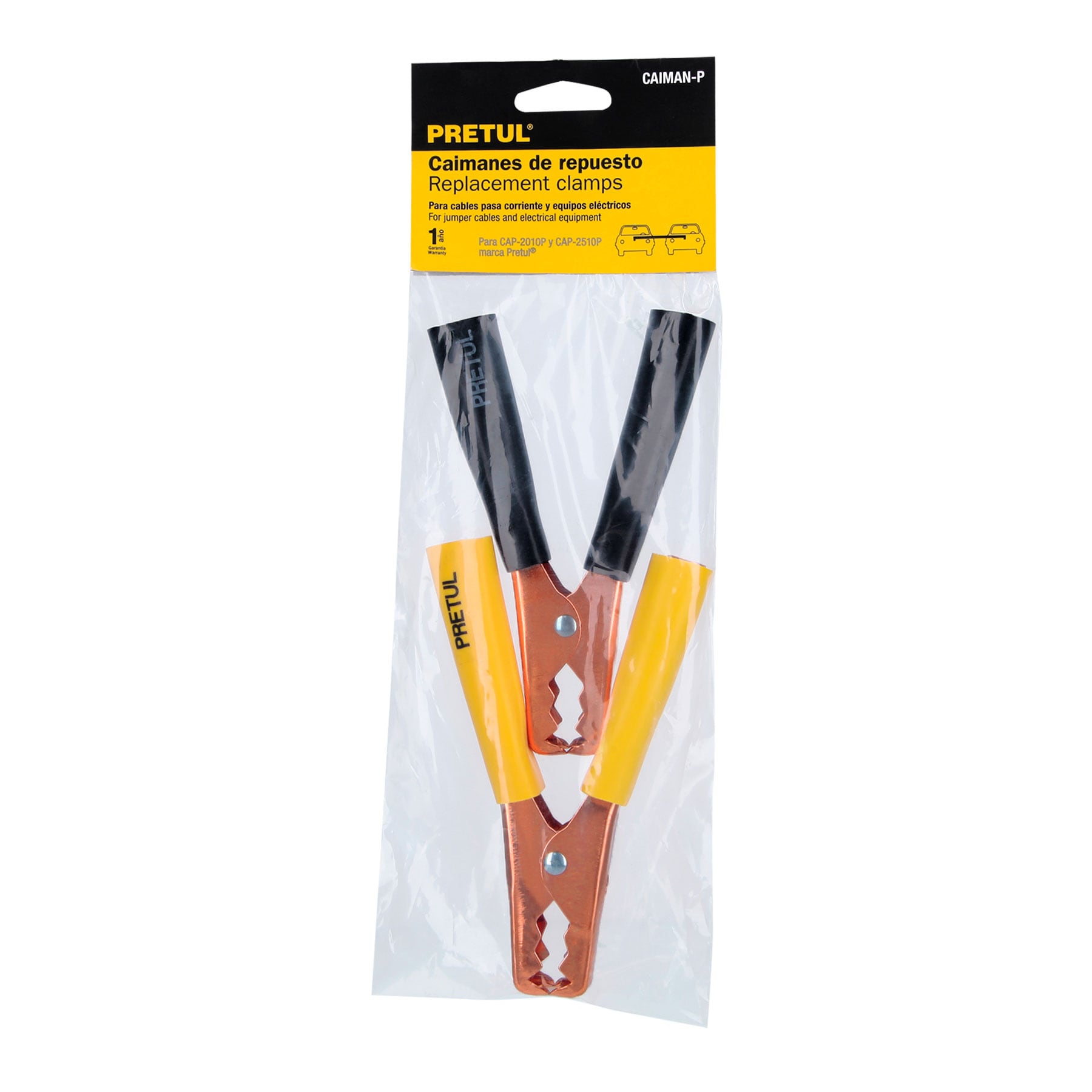 Caballete con 2 caimanes para cables pasa corriente, Pretul