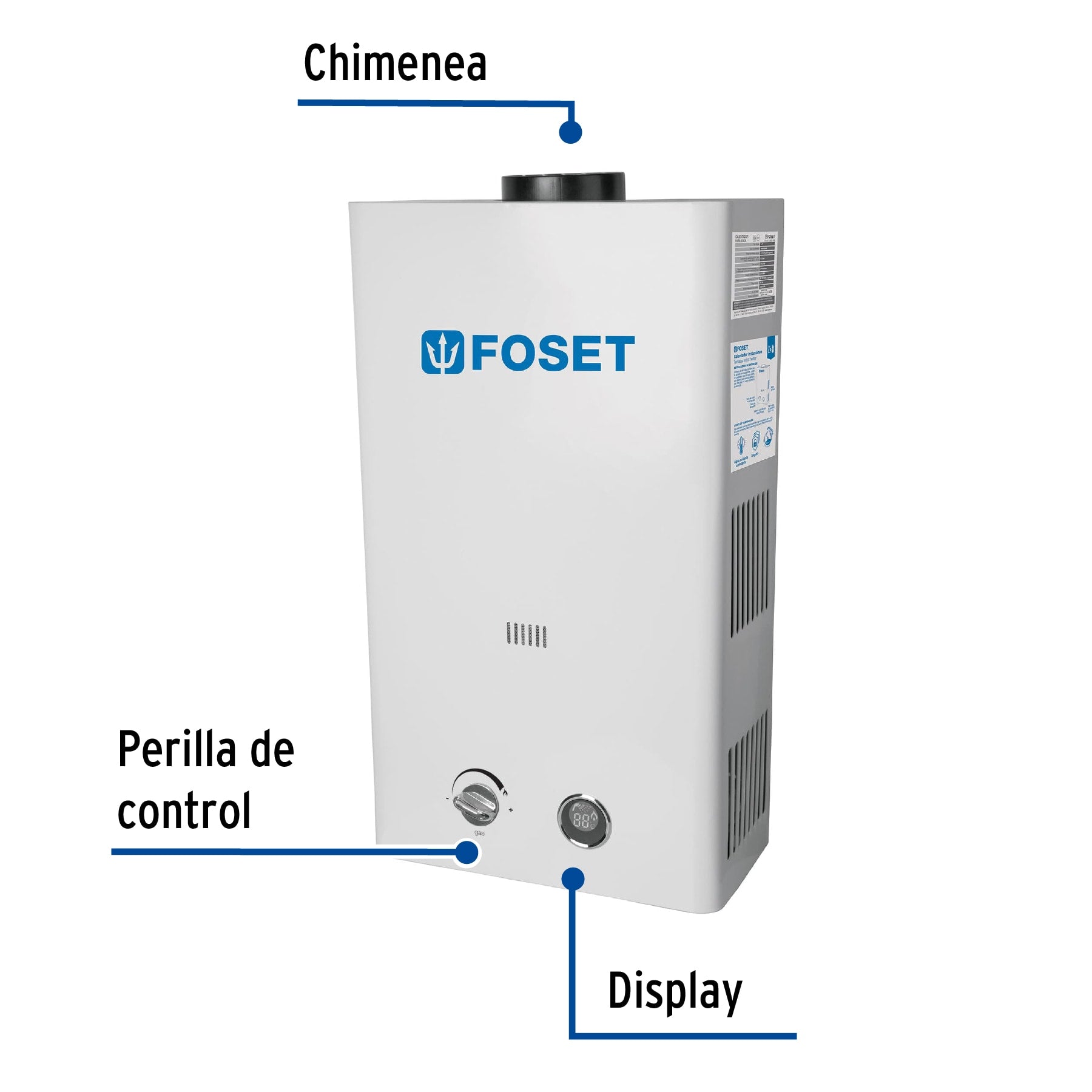 Calentador instantáneo, 13L, 3 servicios, gas LP, Foset