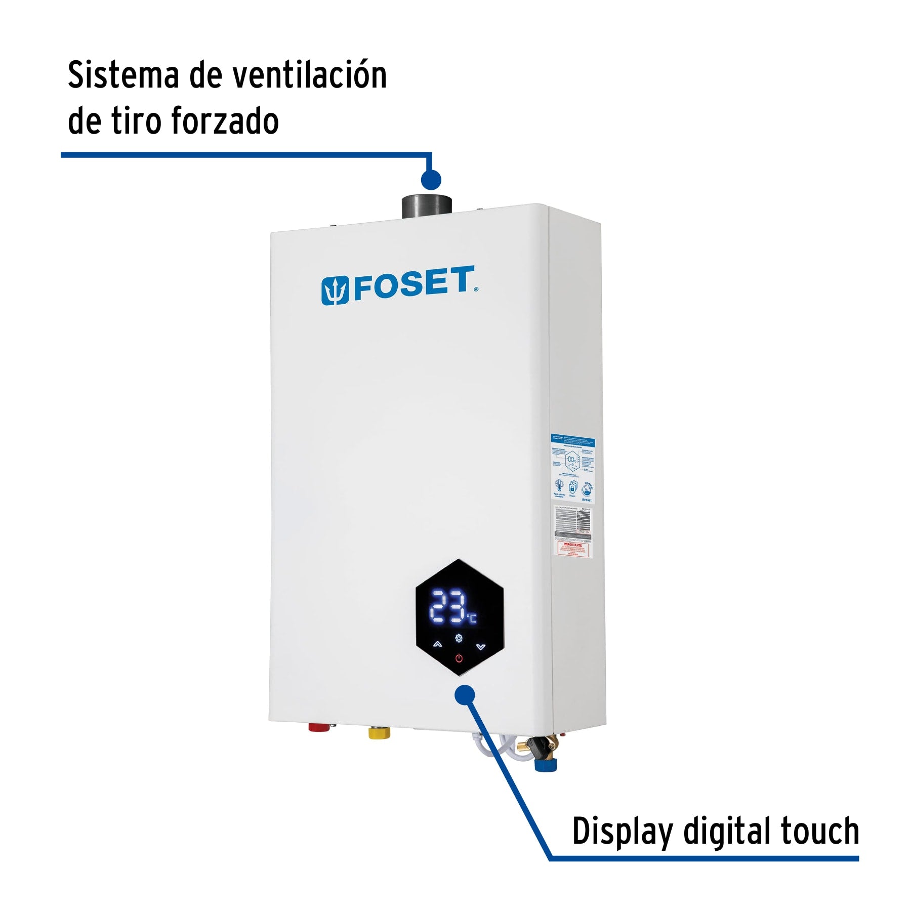 Calentador instantáneo modulante, 14L, 2 serv, gas LP, Foset