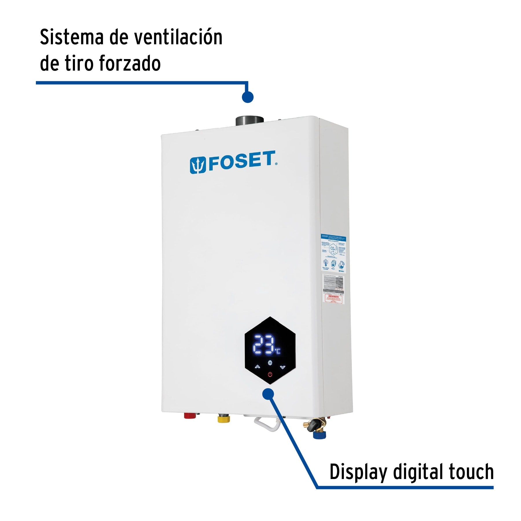 Calentador instantáneo modulante, 16L, 3 serv, gas LP, Foset