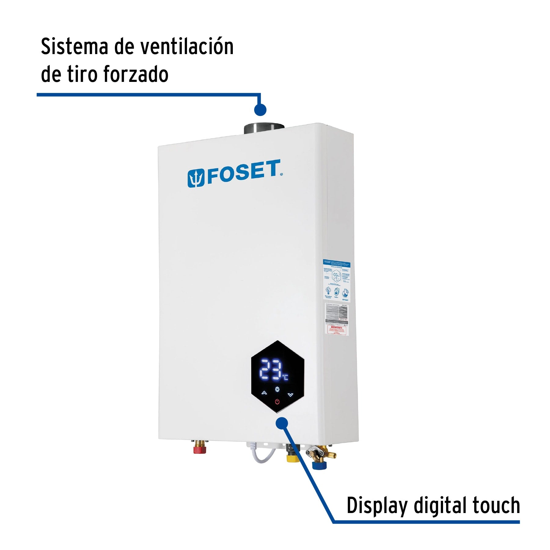 Calentador instantáneo modulante, 24L, 4 serv, gas LP, Foset