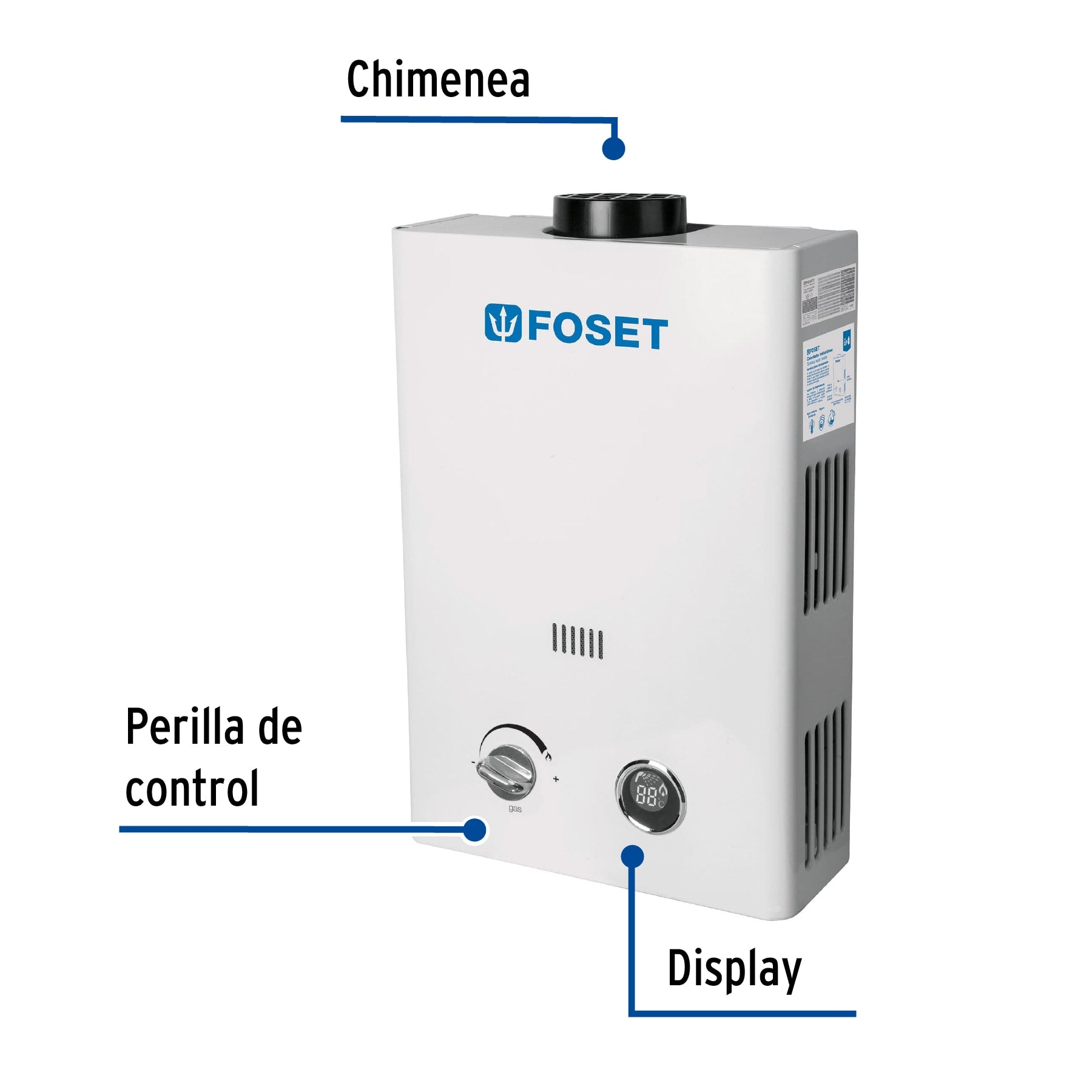 Calentador instantáneo, 6L, 1 servicio, gas LP, Foset
