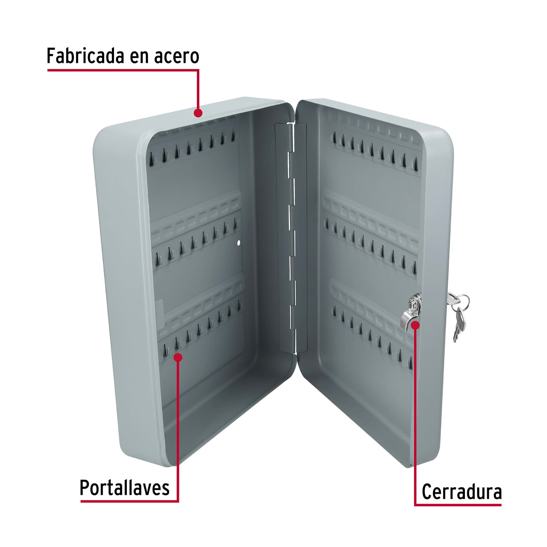 Caja con 60 ganchos para llaves, Hermex