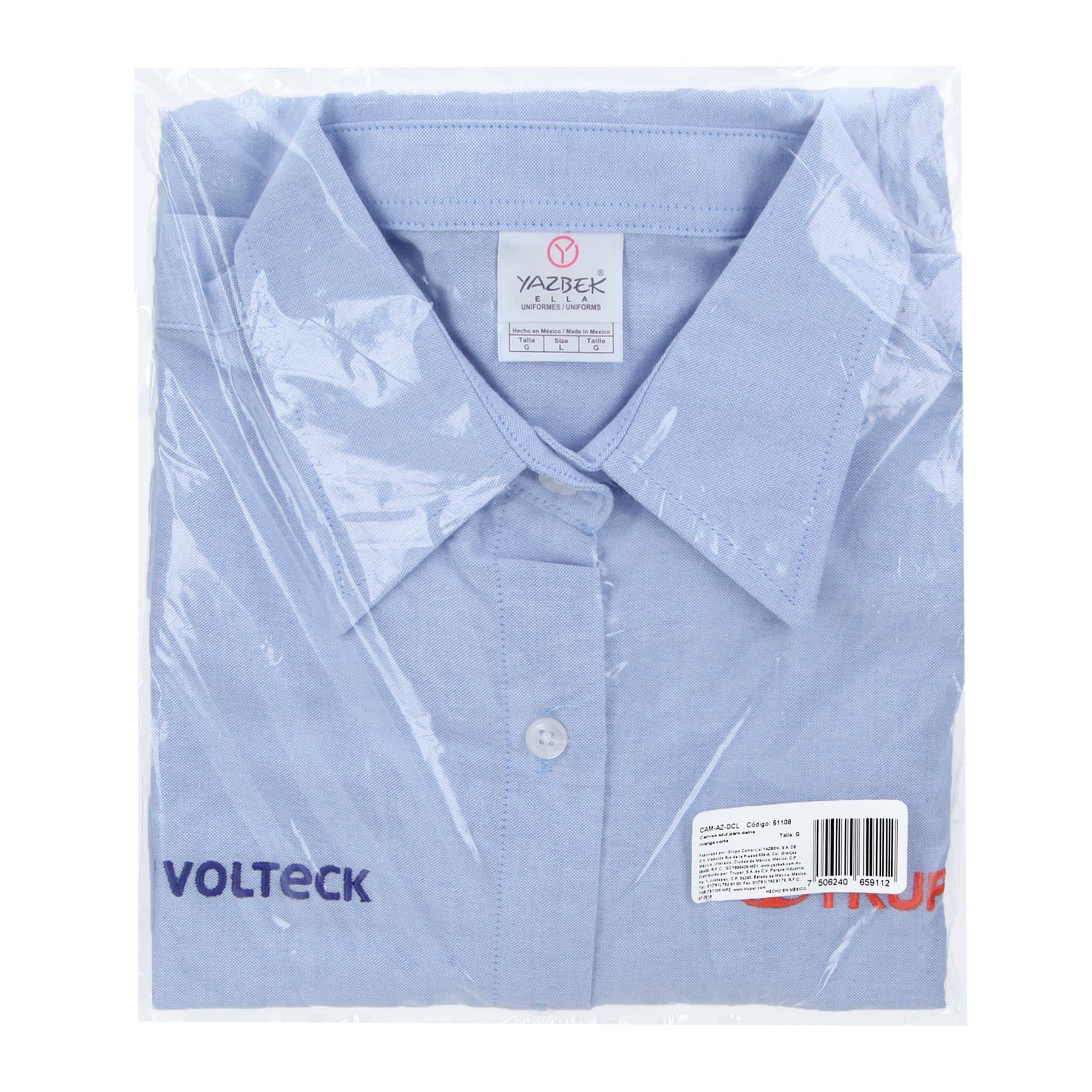 Camisa manga corta para mujer, azul, G, Truper