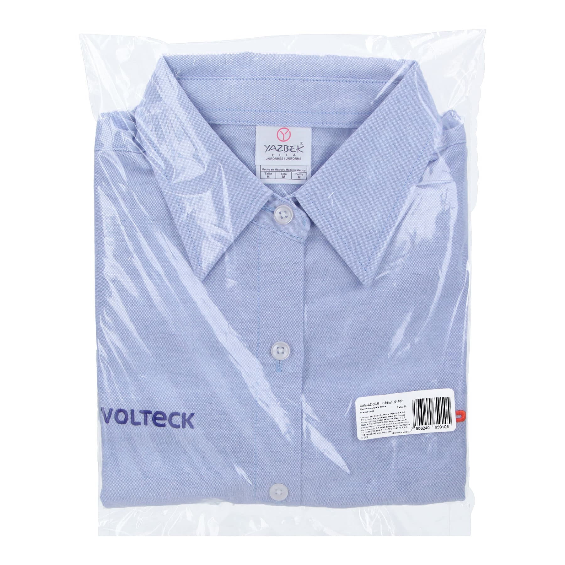 Camisa manga corta para mujer, azul, M, Truper