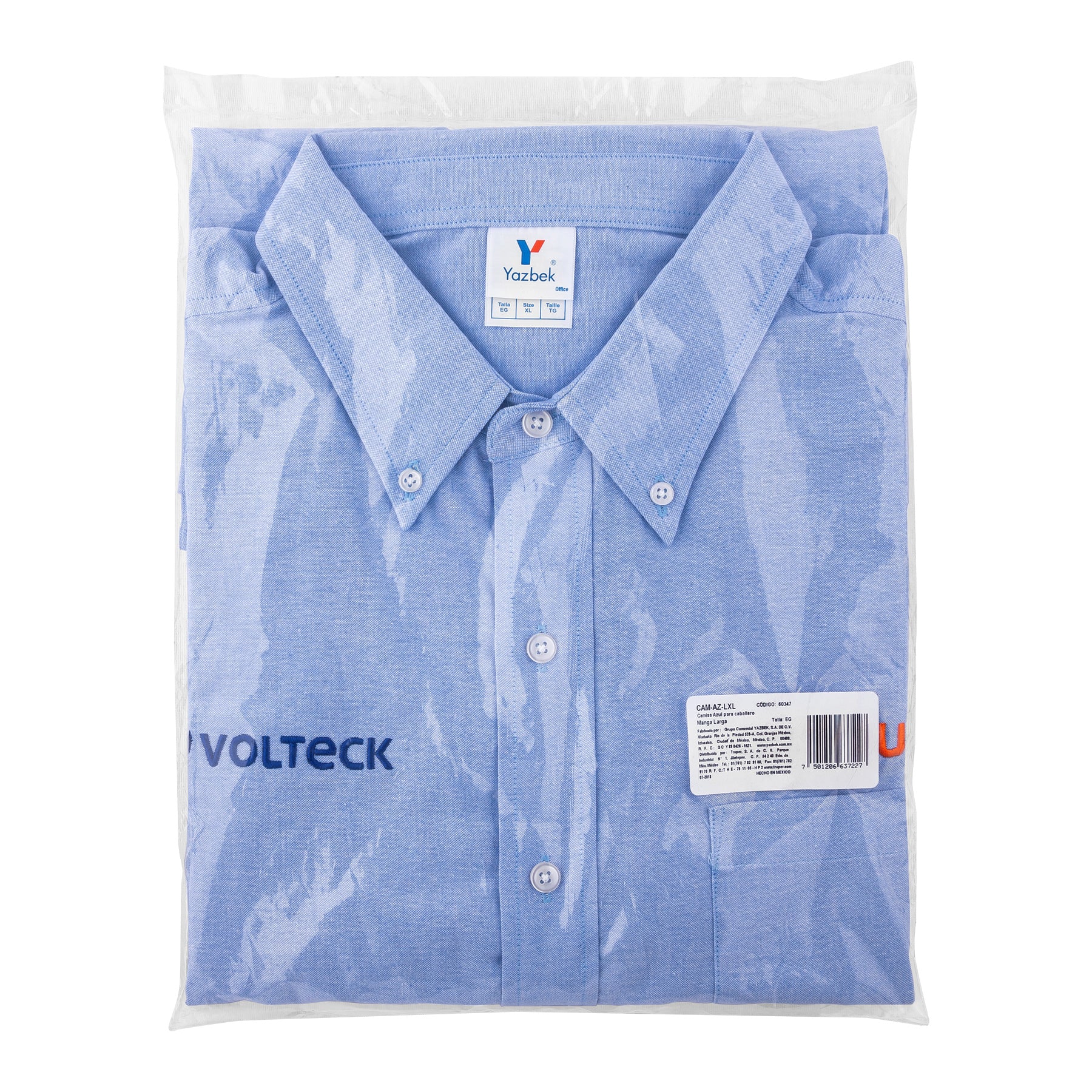 Camisa manga larga para hombre, azul, EG, Truper