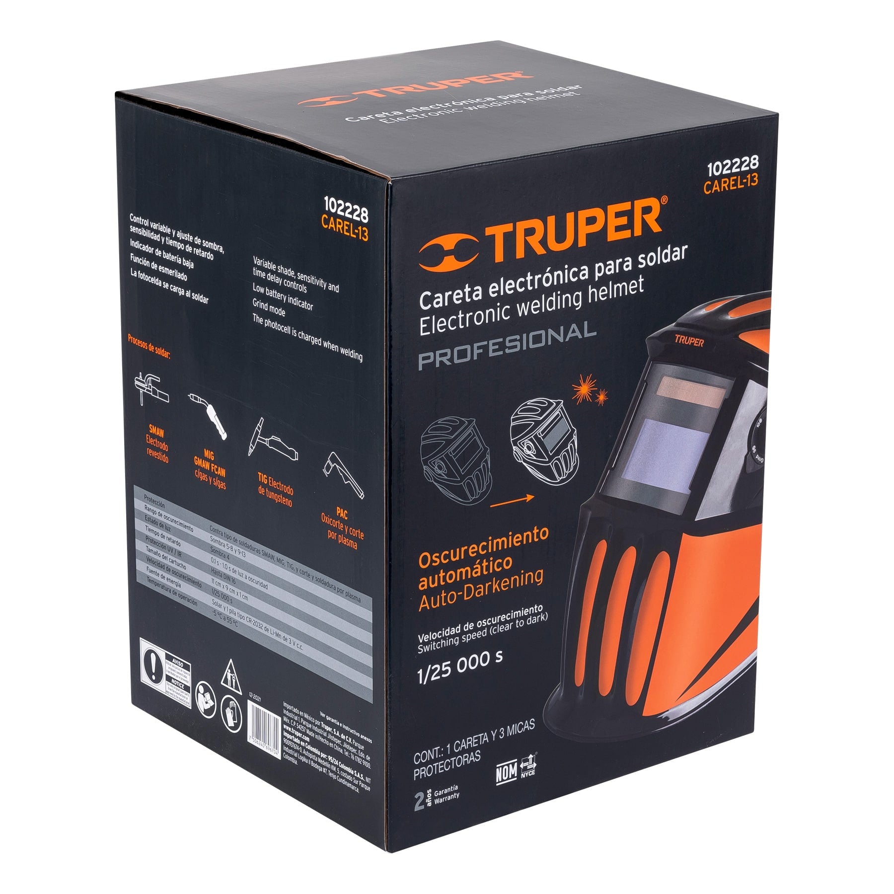 Careta electrónica para soldar,profesional,sombra 9 a 13,Truper
