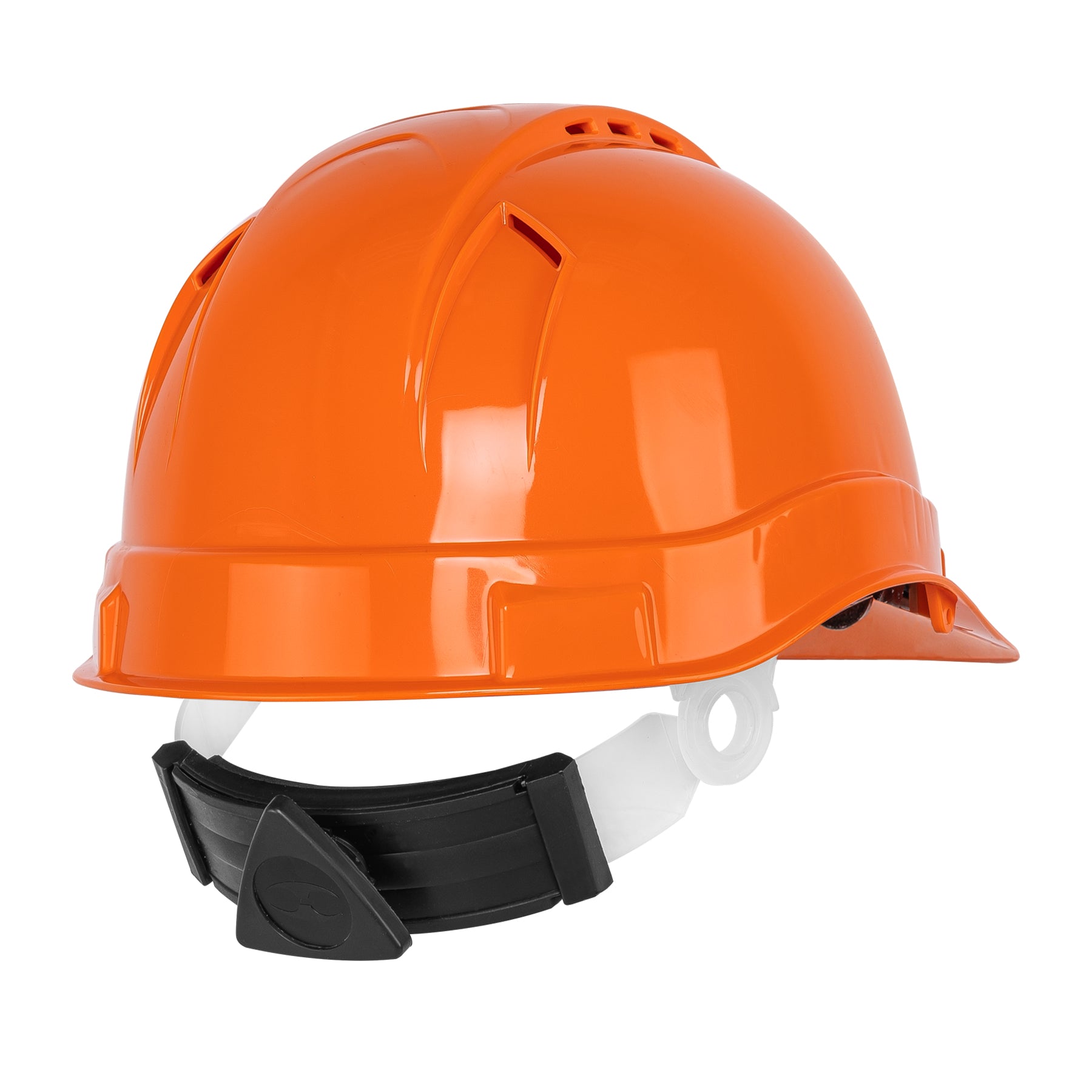 Casco de seguridad ventilado, ajuste de matraca, naranja