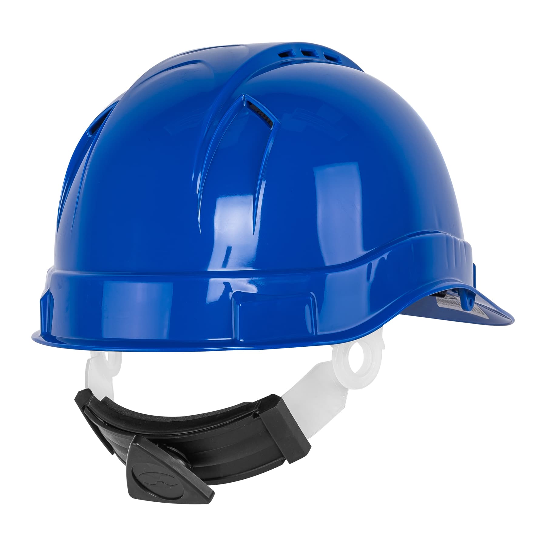 Casco de seguridad ventilado, ajuste de matraca, azul