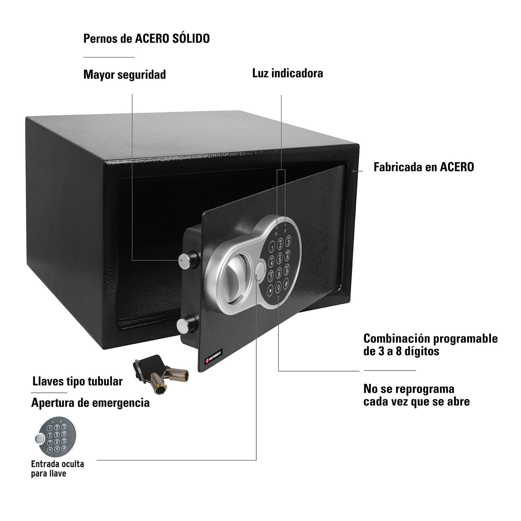 Caja de seguridad electrónica, chica, Hermex