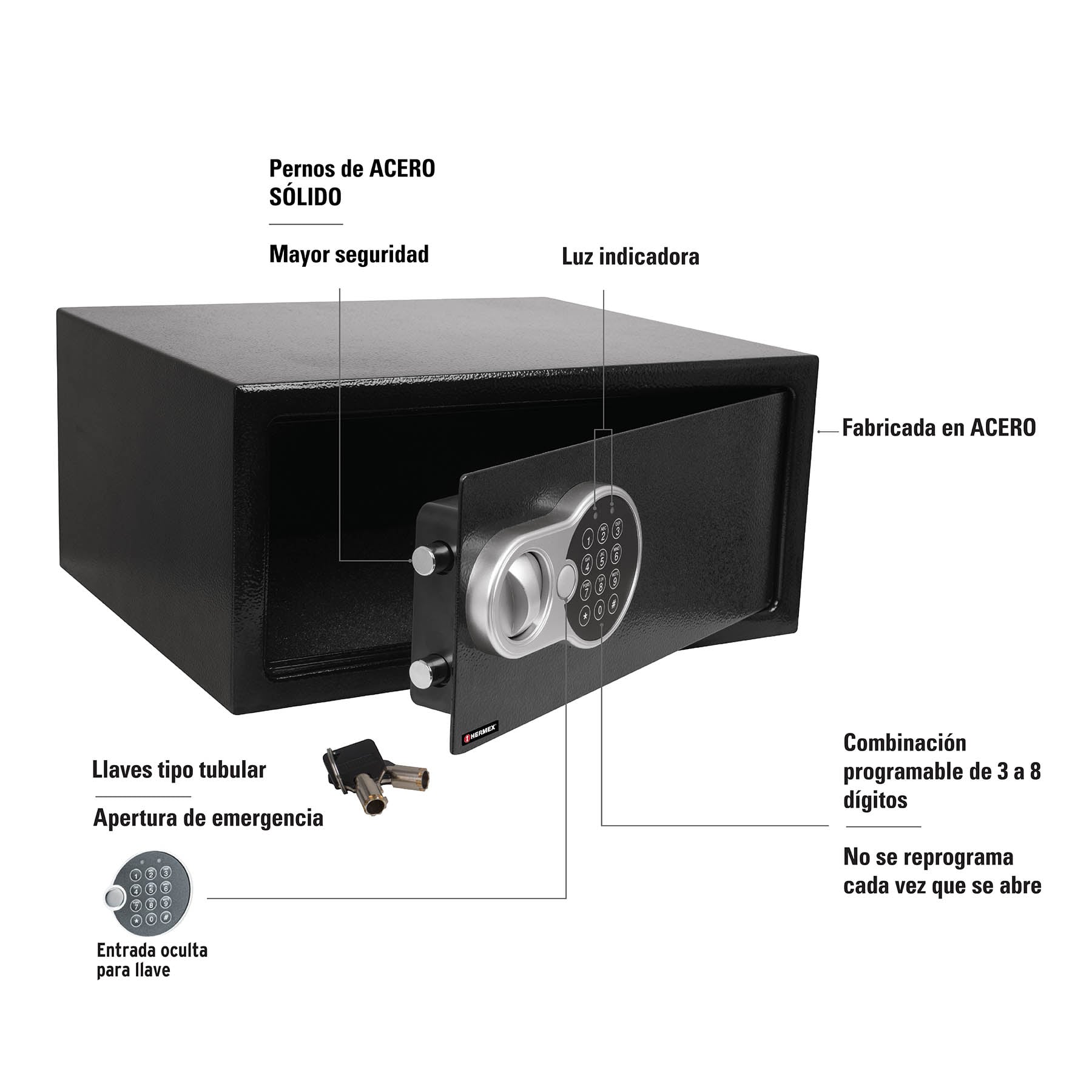 Caja de seguridad electrónica, Laptop, Hermex