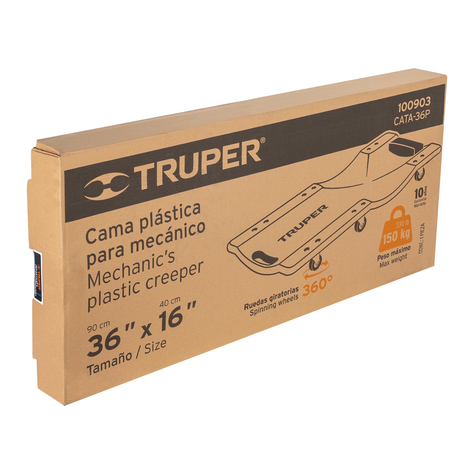 Cama de plástico 36" para mecánico, Truper
