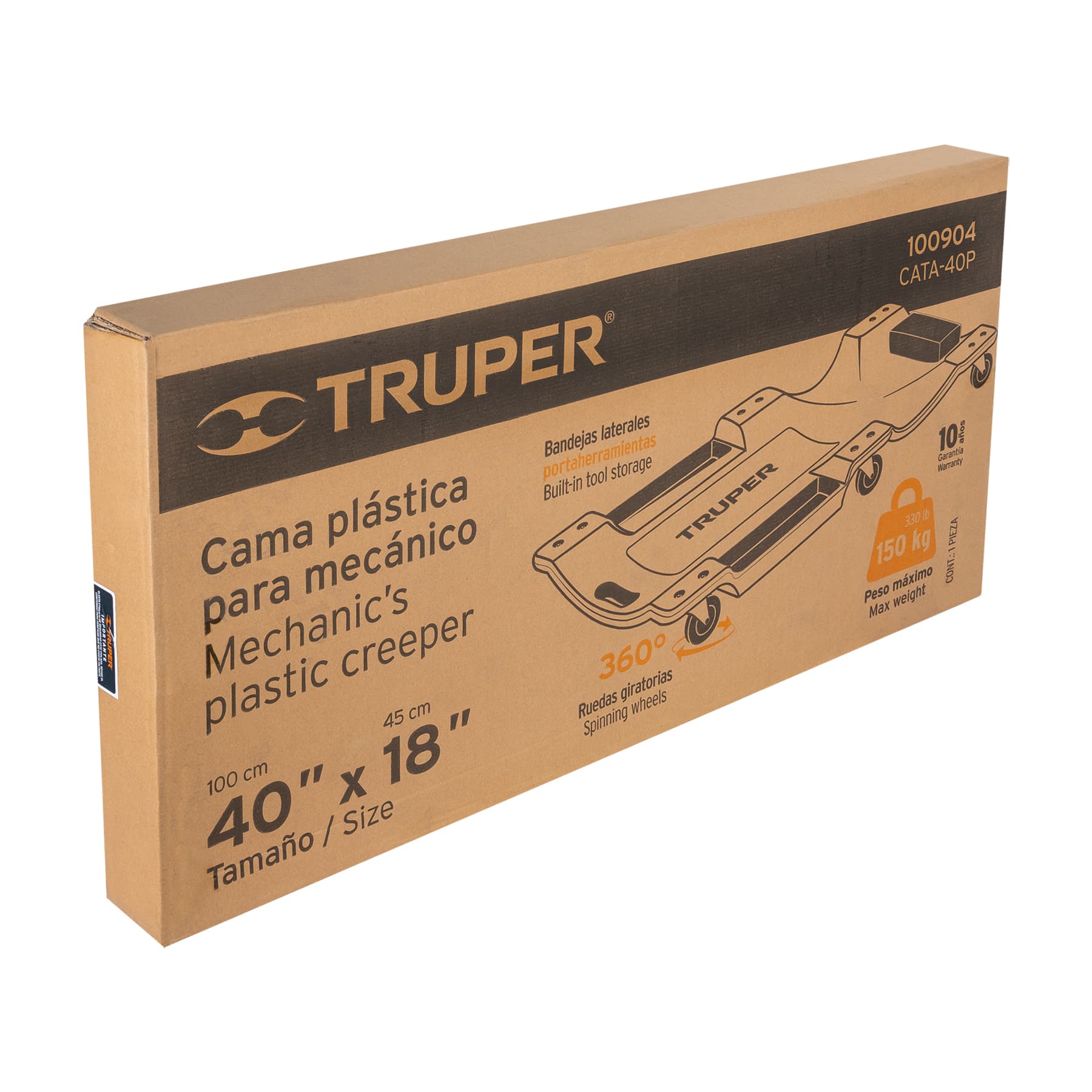 Cama de plástico 40" para mecánico, Truper