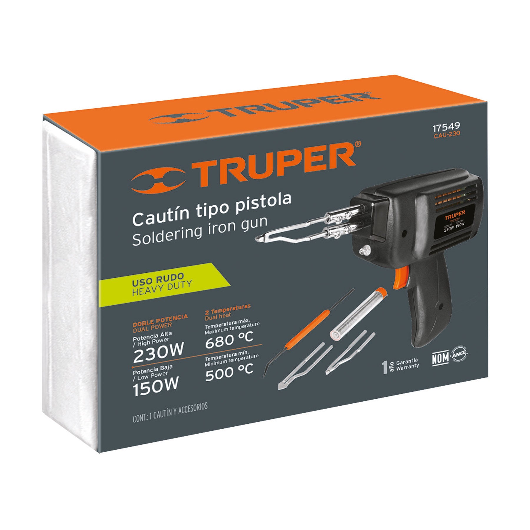 Cautín 230 W tipo pistola con 2 temperaturas, Truper