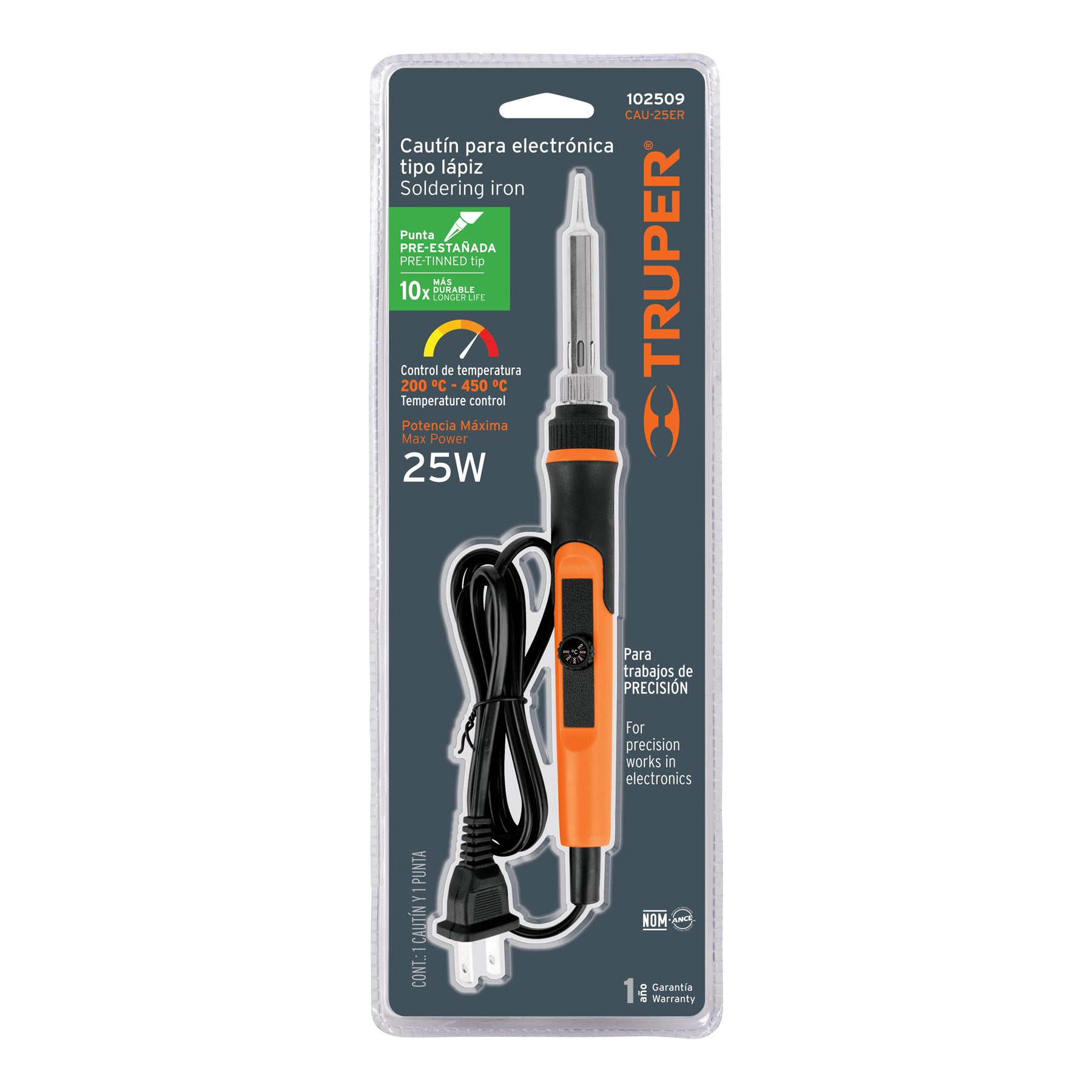 Cautín profesional electrónica de 25W, temperatura regulable