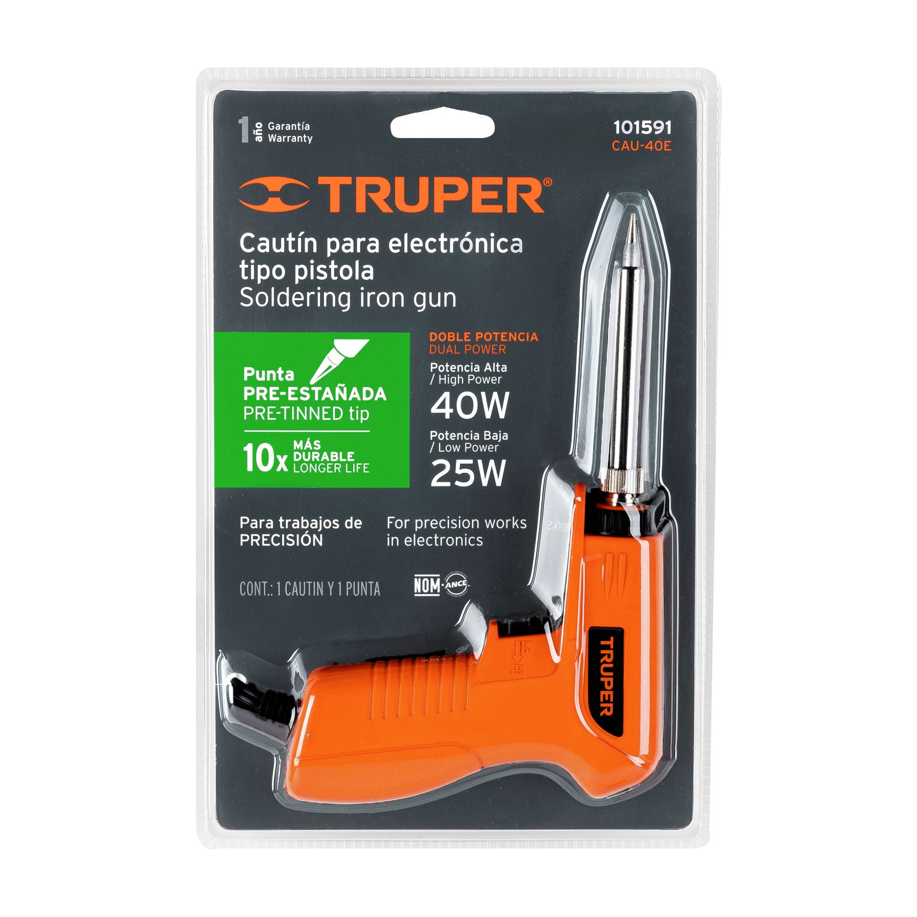 Cautín 40 W profesional tipo pistola para electrónica