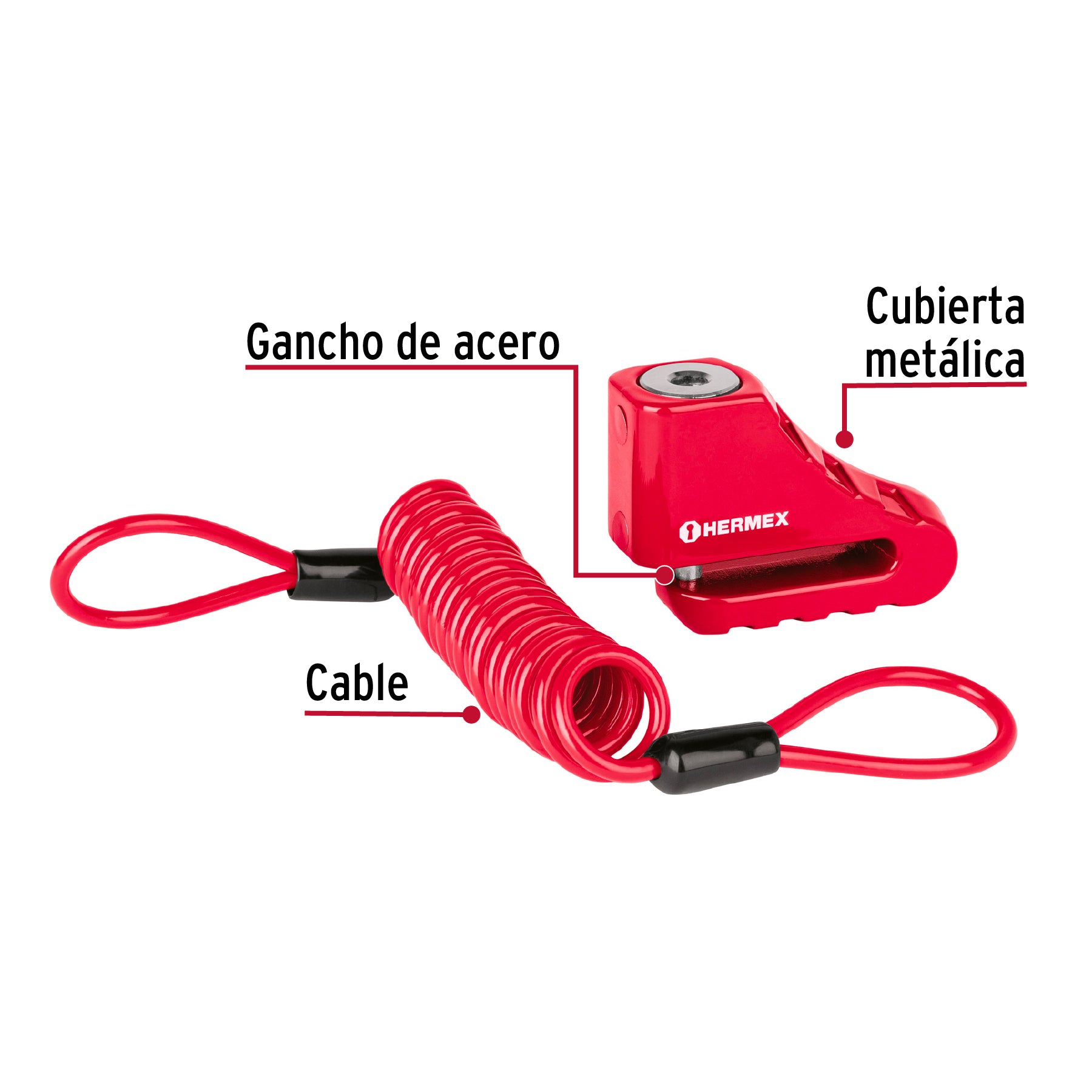Candado para freno de disco motocicleta, 5.5mm, Hermex