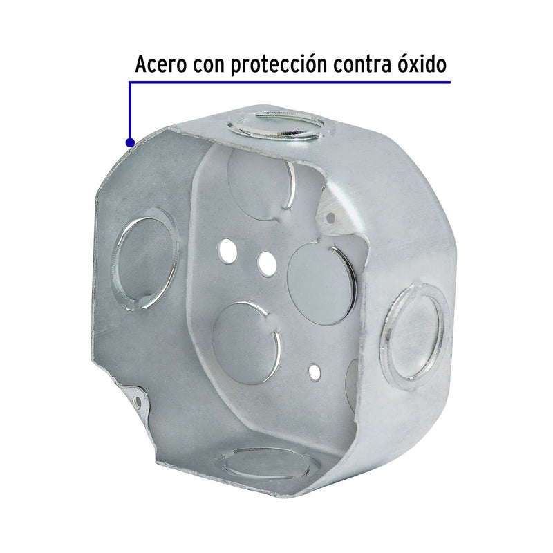 Caja octagonal 4" x 4" reforzada,  Volteck