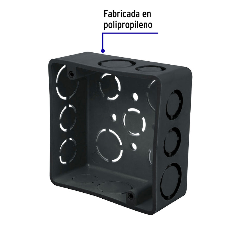 Caja cuadrada 4" x 4" plástica,  Volteck