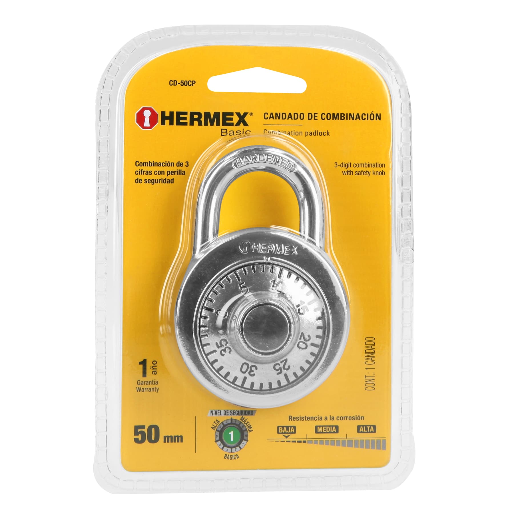 Candado de combinación de disco en blíster, Hermex BASIC