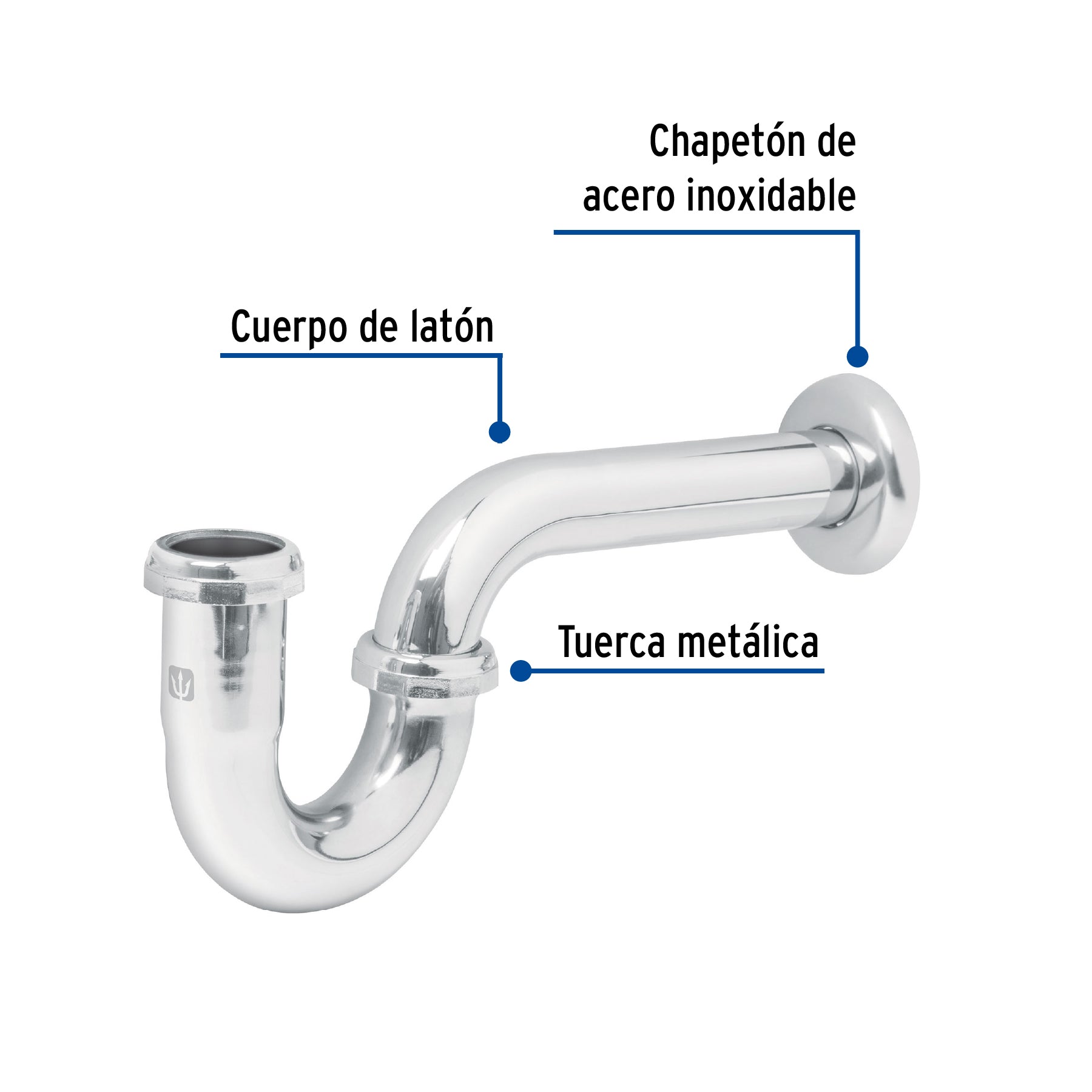Céspol 1-1/4", sin contra, latón cromo, para lavabo, Foset