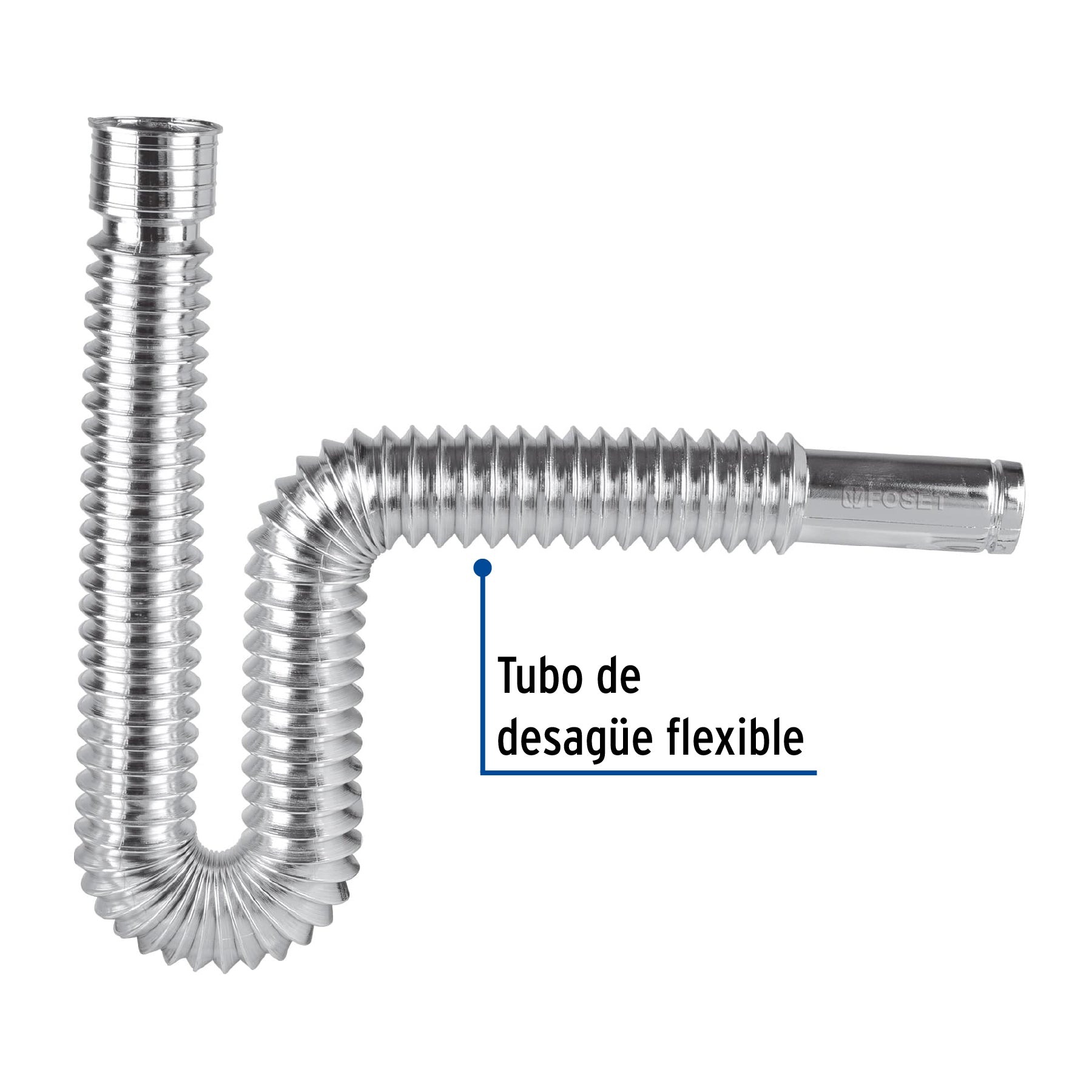 Céspol flexible, polietileno cromo, para lavabo y fregadero