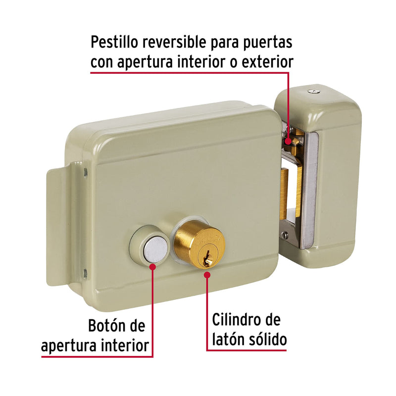 Cerradura electromecánica con botón,  derecha,  Hermex