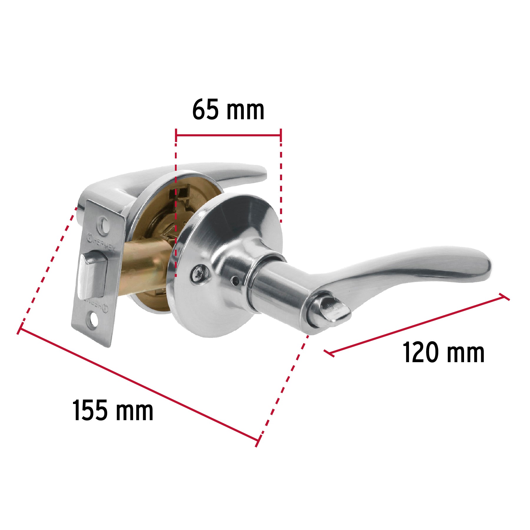 Cerradura manija "Milán" baño cromo mate, cilindro metal