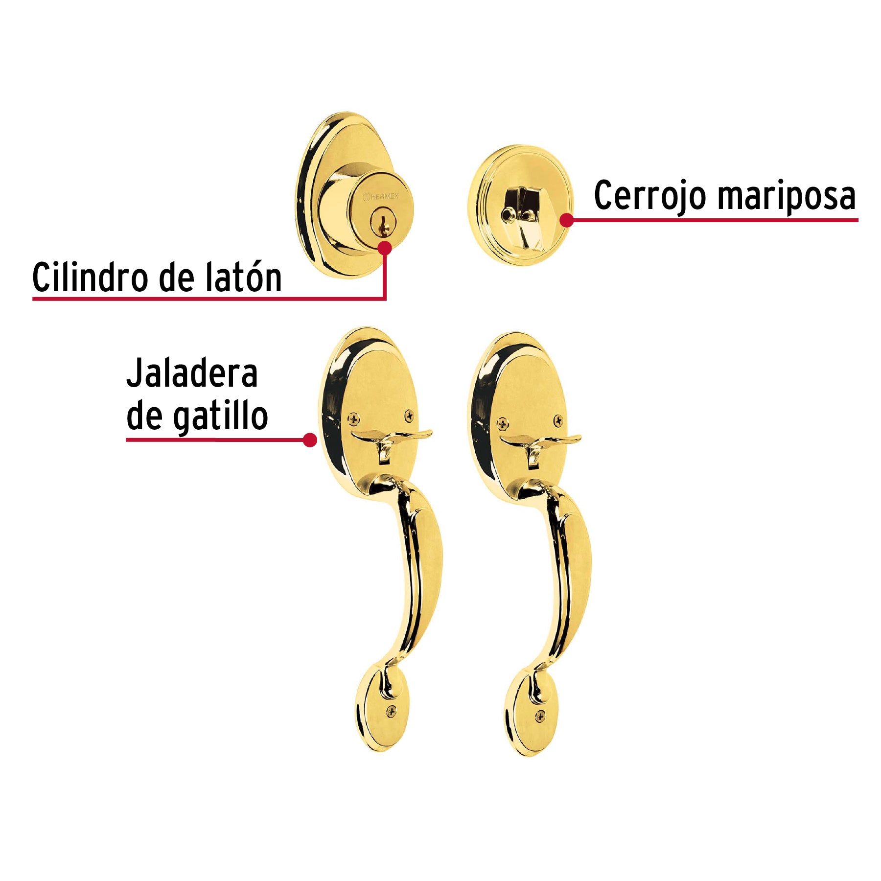 Doble jaladera y perilla, Berna mariposa, LB, BASIC