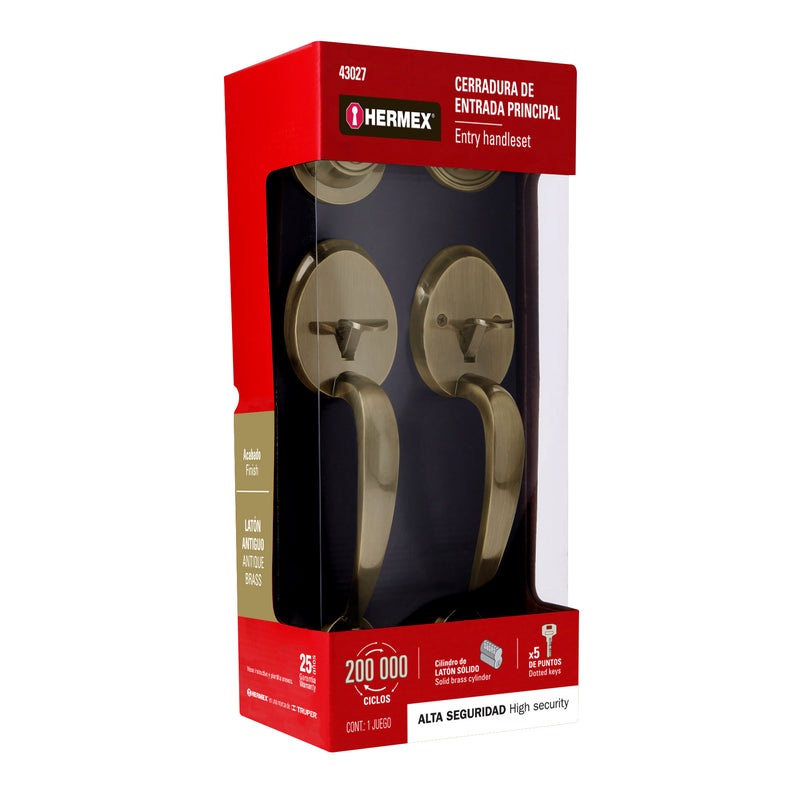 Doble jaladera,  perilla y cerrojo llave-mariposa,  antiguo