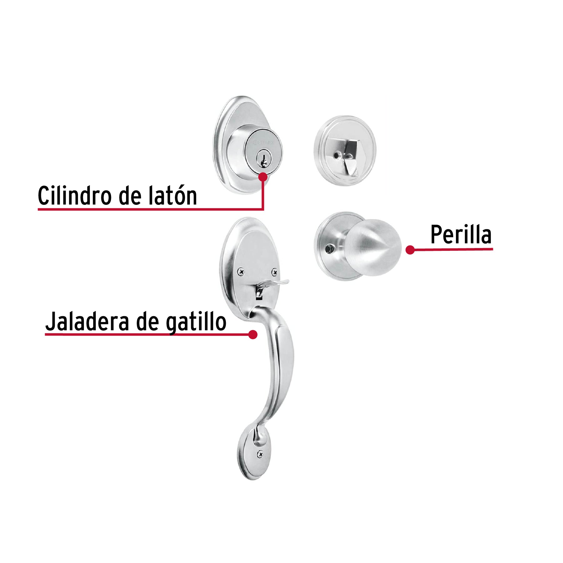 Jaladera y perilla, Berna llave-mariposa, cromo mate, BASIC