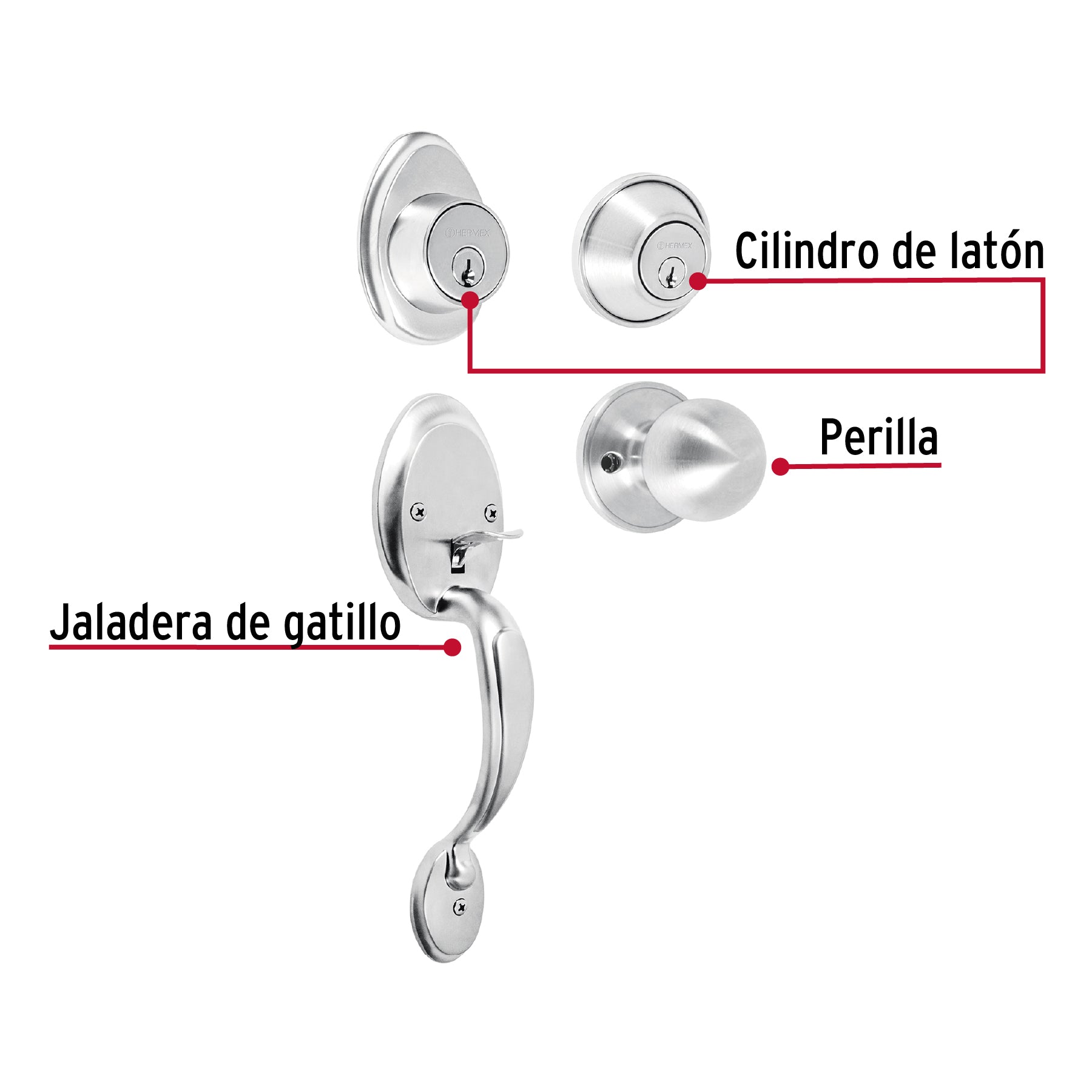Jaladera y perilla, Berna llave-llave, cromo mate, BASIC