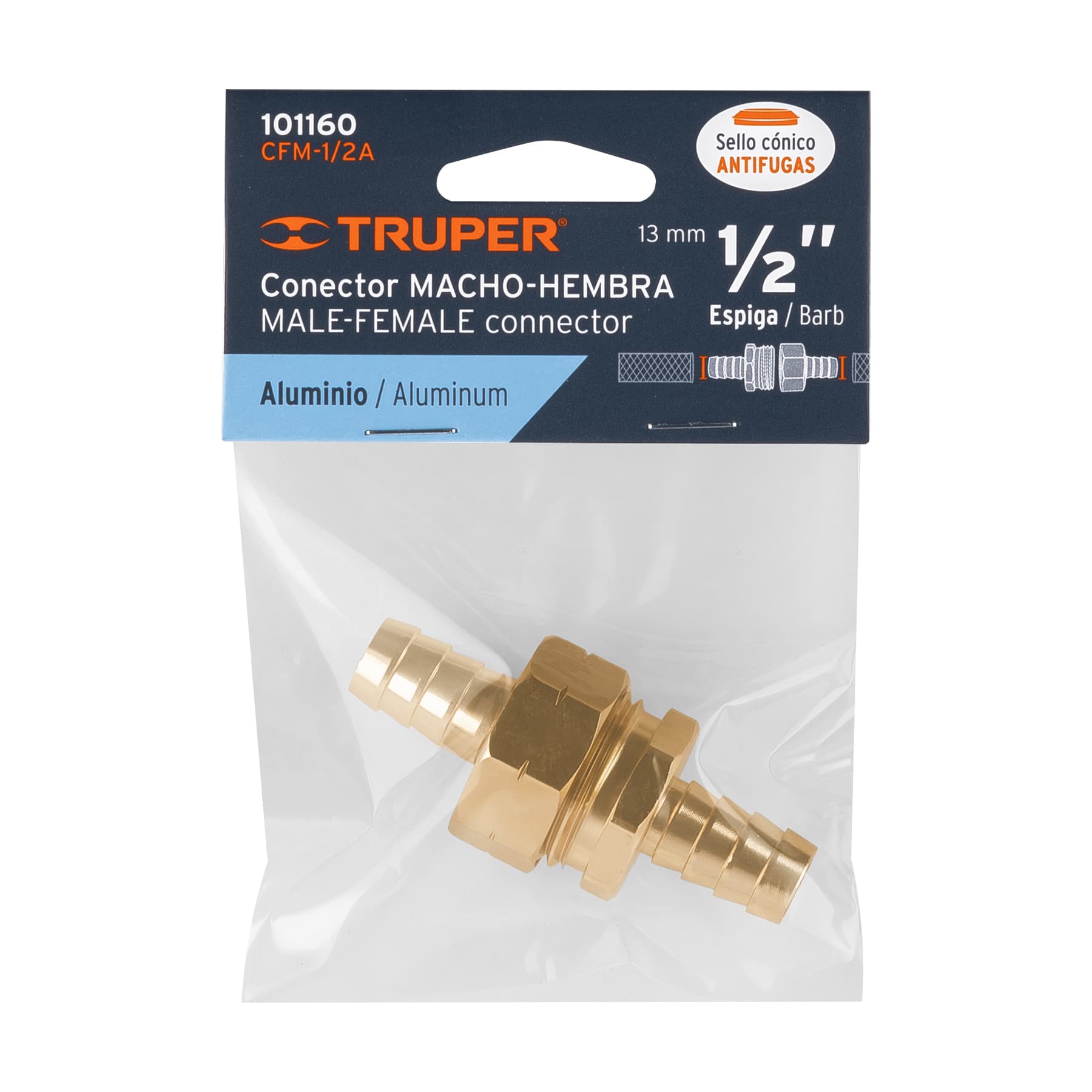 Juego de conectores 1/2" macho/hembra de aluminio, Truper