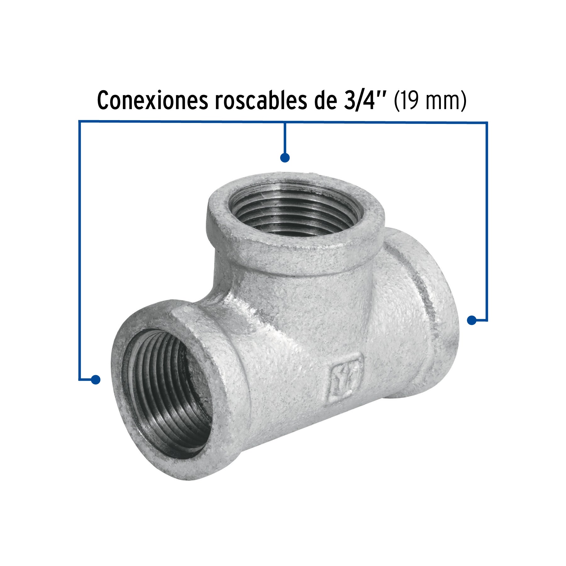 Tee sencilla 3/4" acero galvanizado, Foset